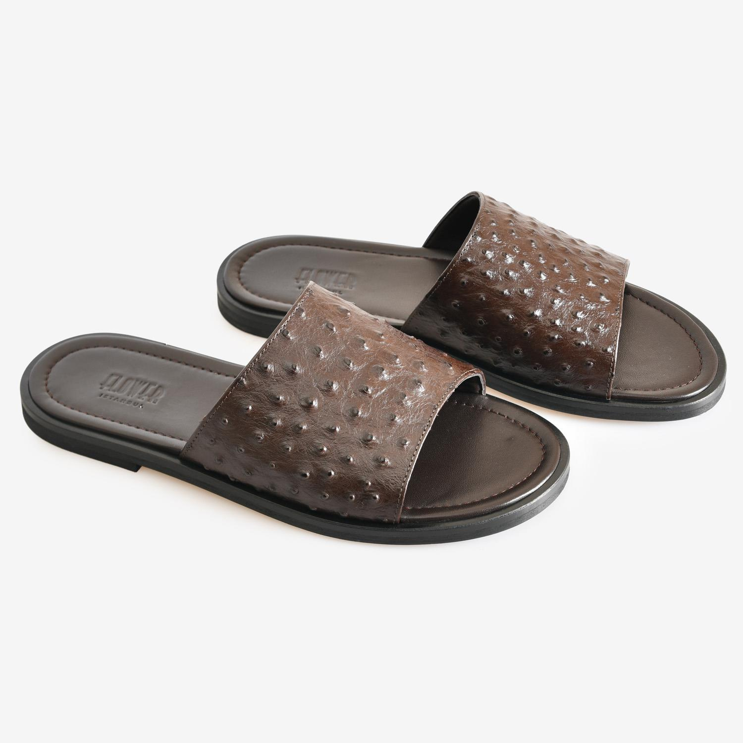 Kahve Deri Erkek Terlik