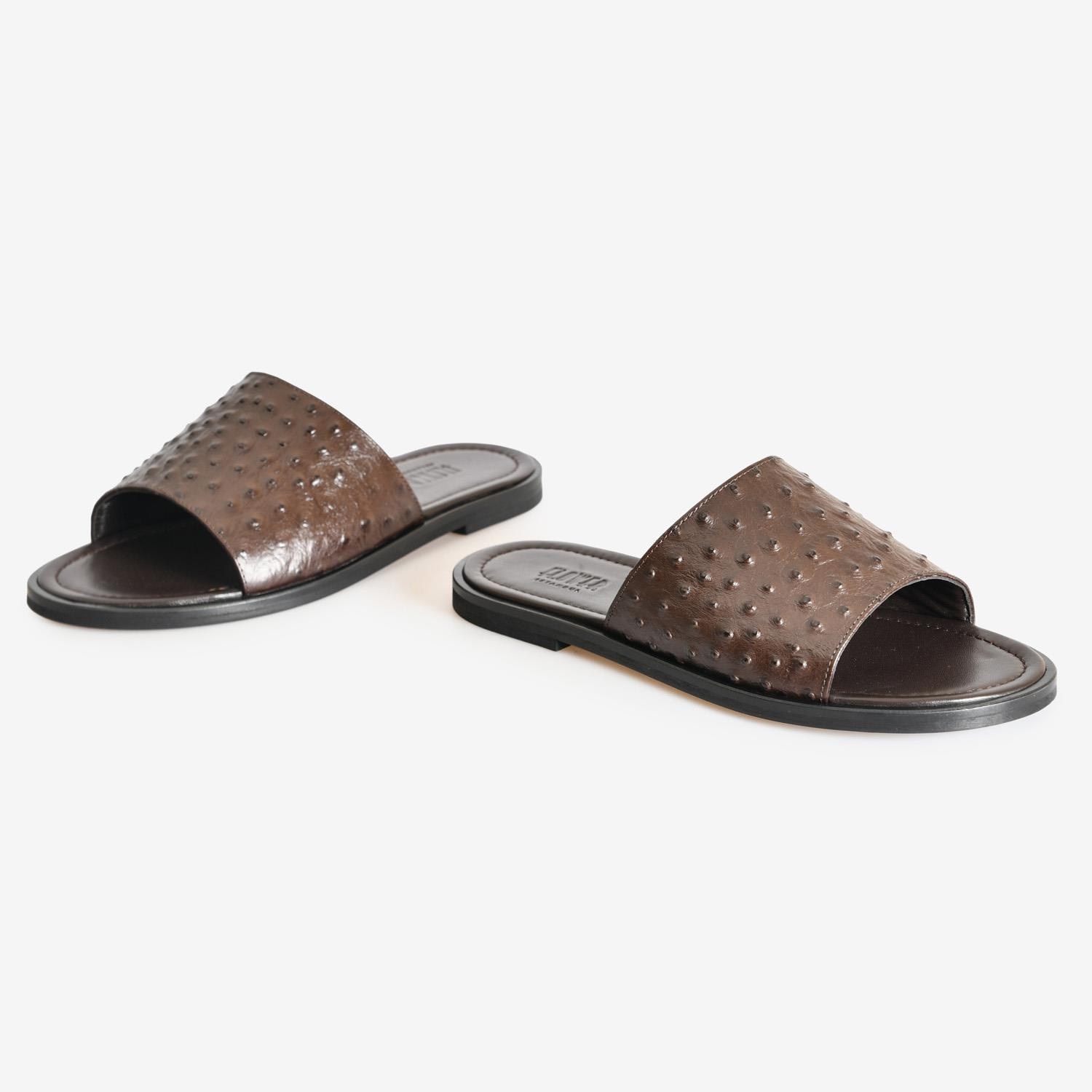 Kahve Deri Erkek Terlik