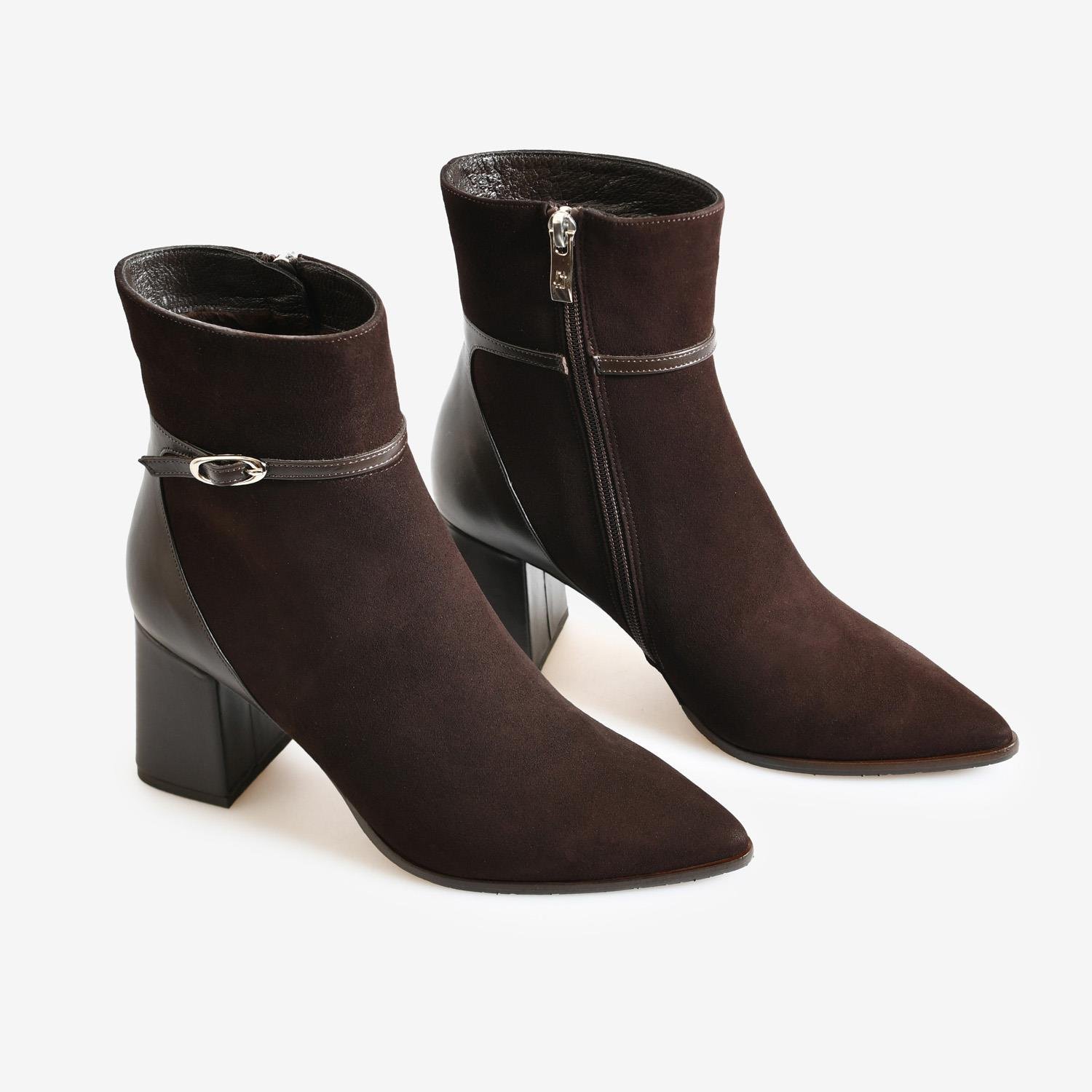 Kahve Deri Kadın Abiye Bot