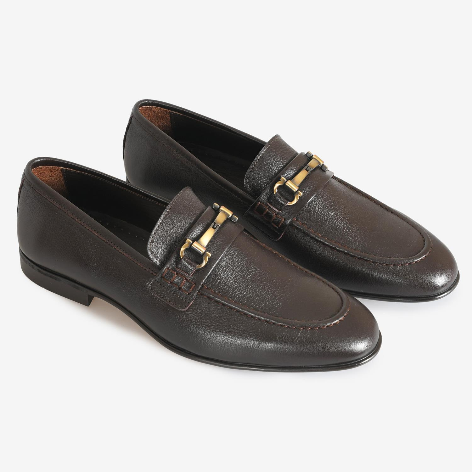 Kahve Deri Klasik Erkek Loafer