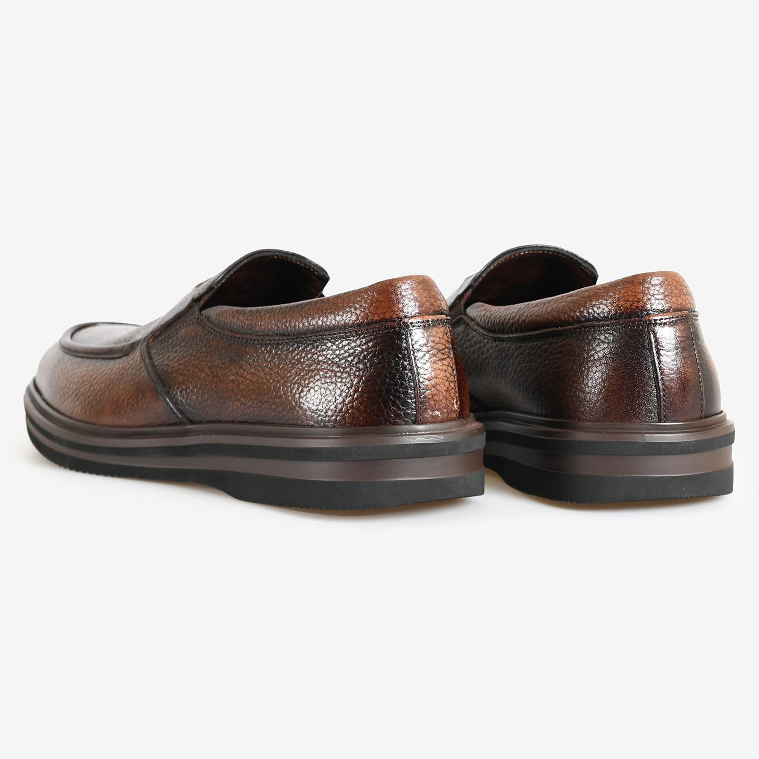 KAHVE DERİ LOGO DETAYLI ERKEK LOAFER