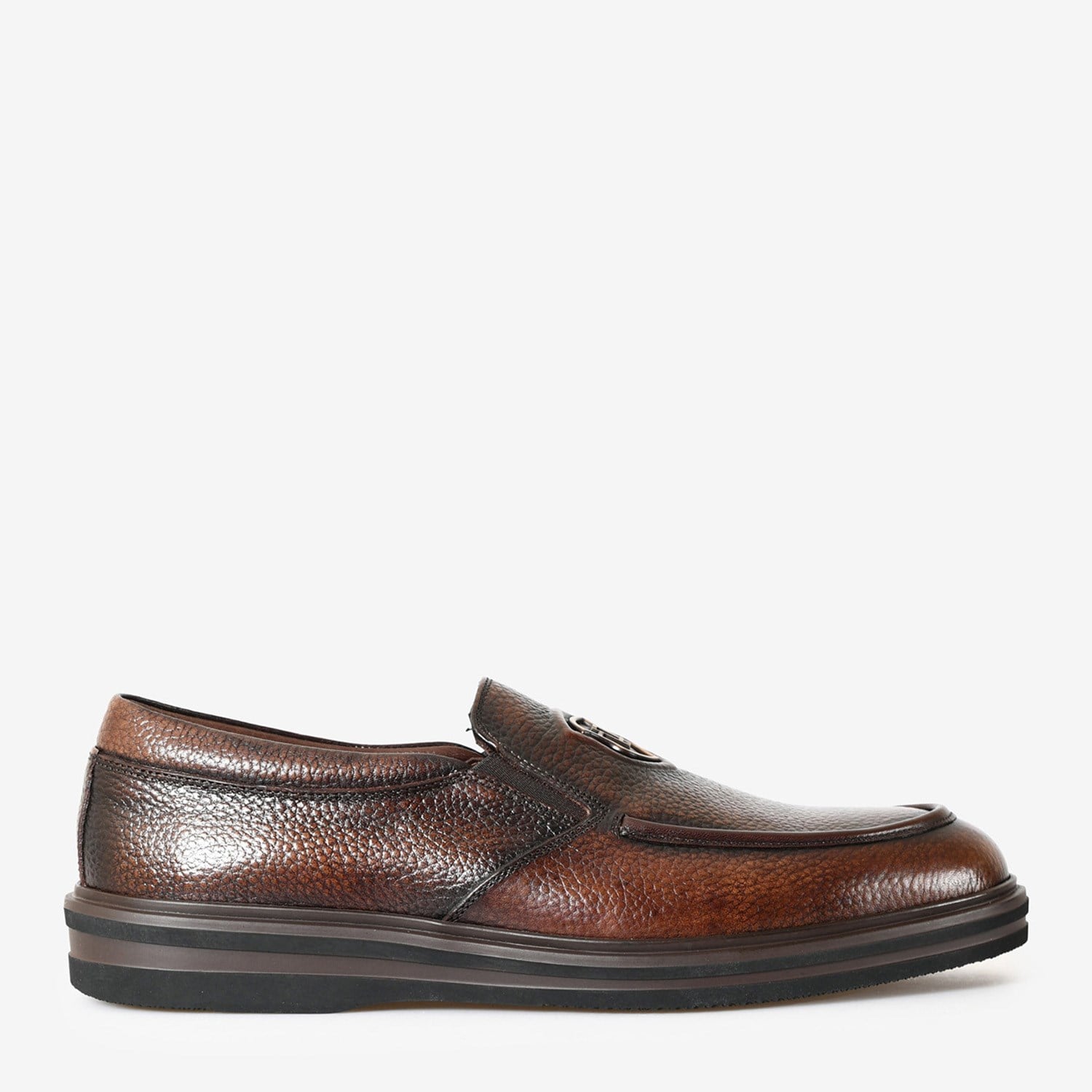 Kahve Deri Logo Detaylı Erkek Loafer