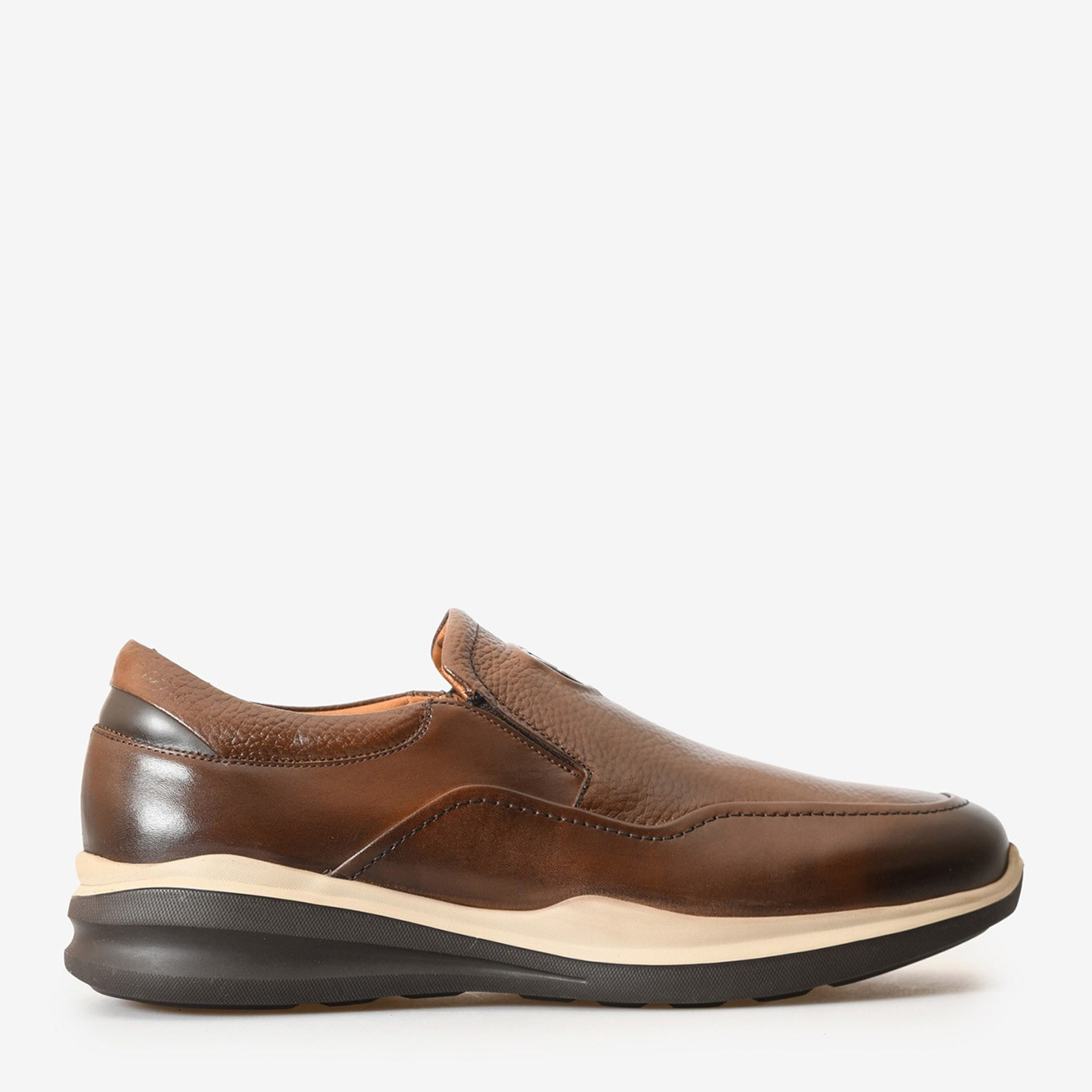 Kahve Deri Logo Detaylı Erkek Loafer