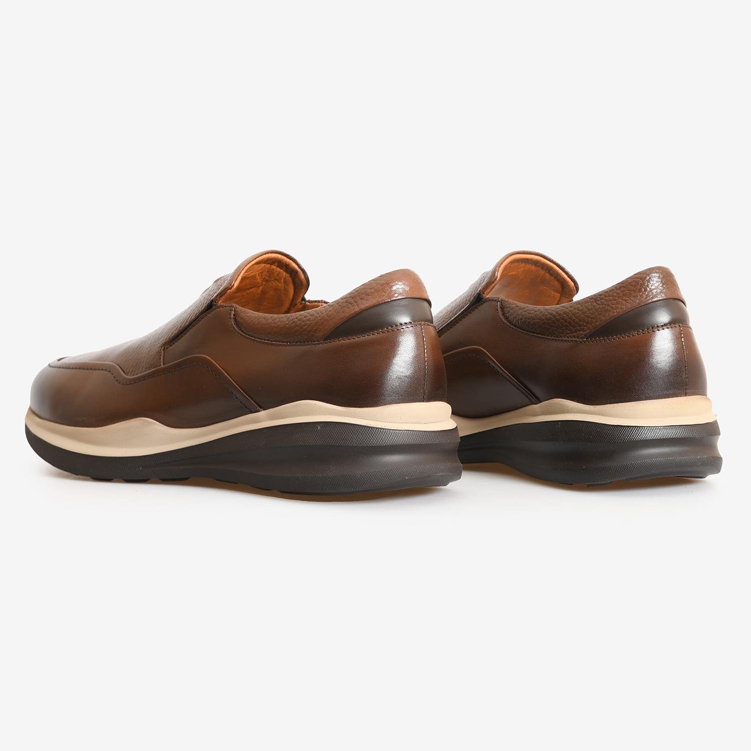 Kahve Deri Logo Detaylı Erkek Loafer