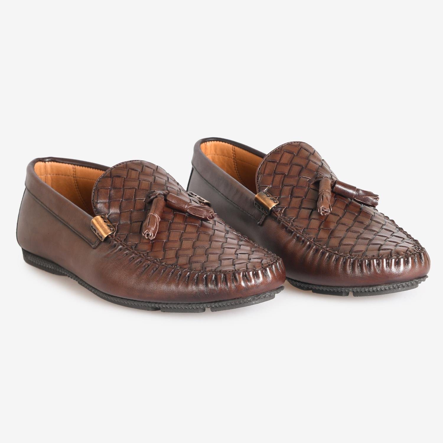 Kahve Deri Püsküllü Loafer Ayakkabı