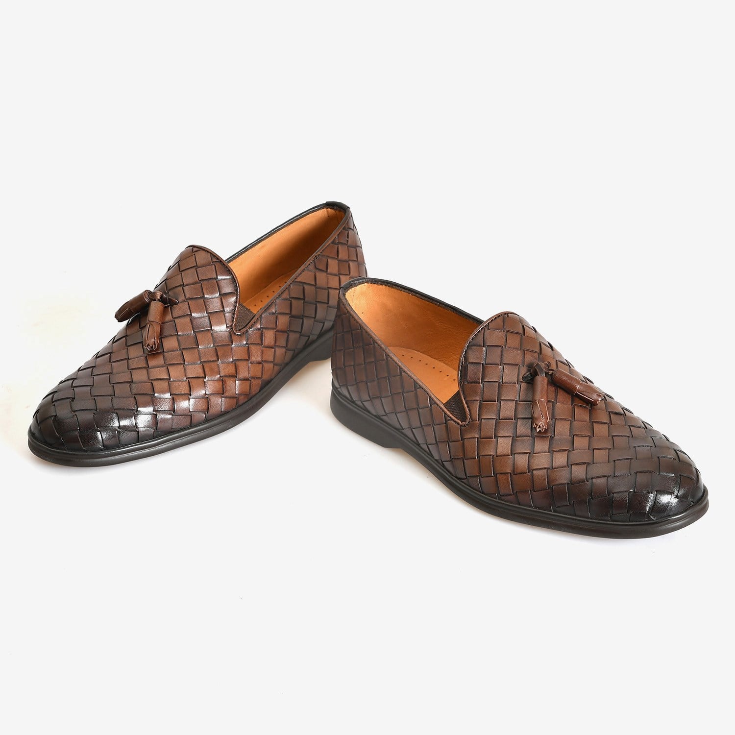 Kahve Deri Püsküllü Örgü Erkek Loafer Ayakkabı
