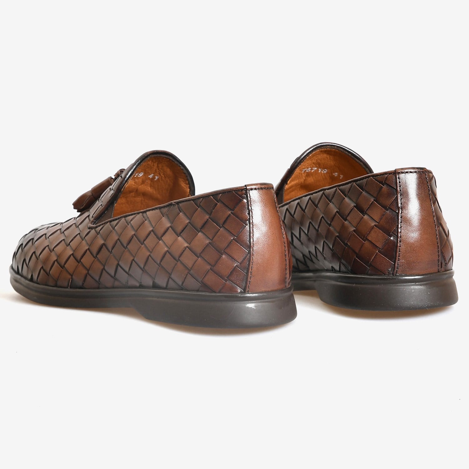 Kahve Deri Püsküllü Örgü Erkek Loafer Ayakkabı