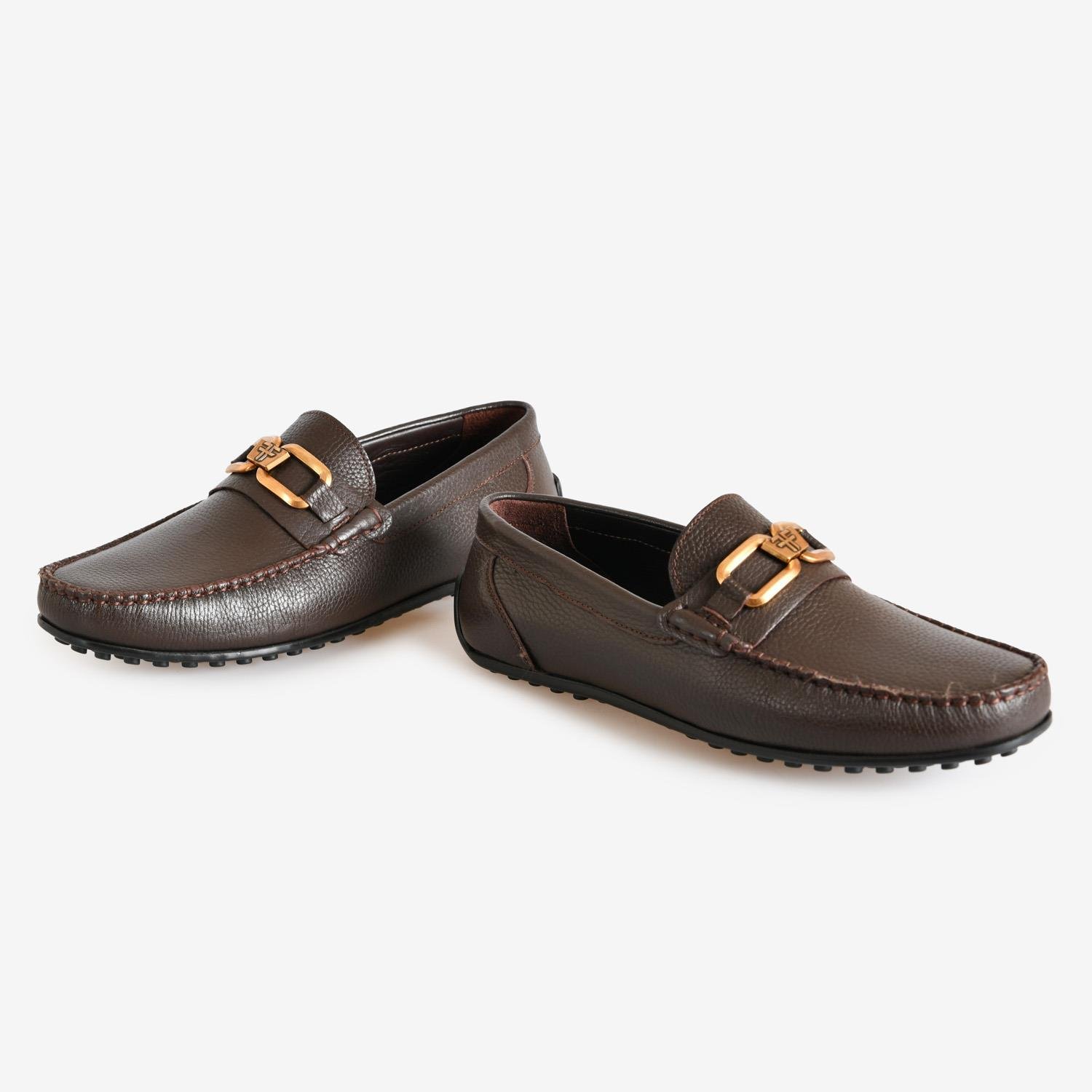 Kahve Deri Toka Detaylı Erkek Loafer