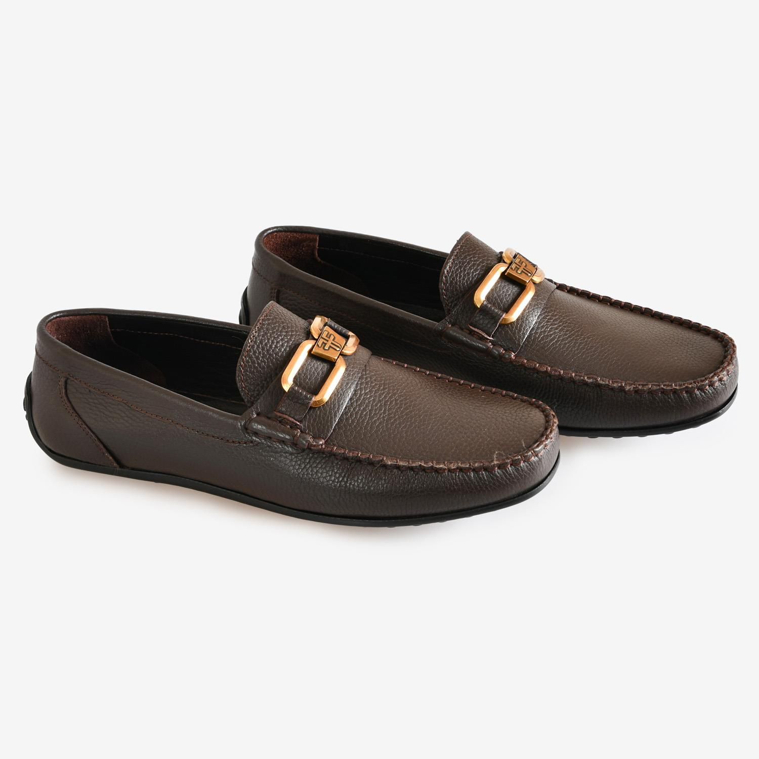 Kahve Deri Toka Detaylı Erkek Loafer