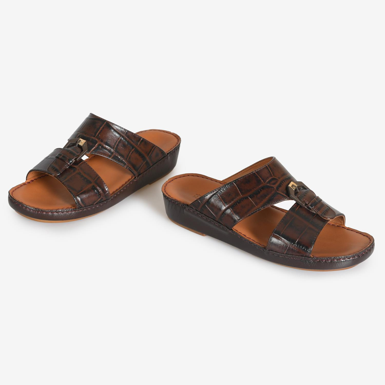 Kahve Kroko Deri Erkek Terlik