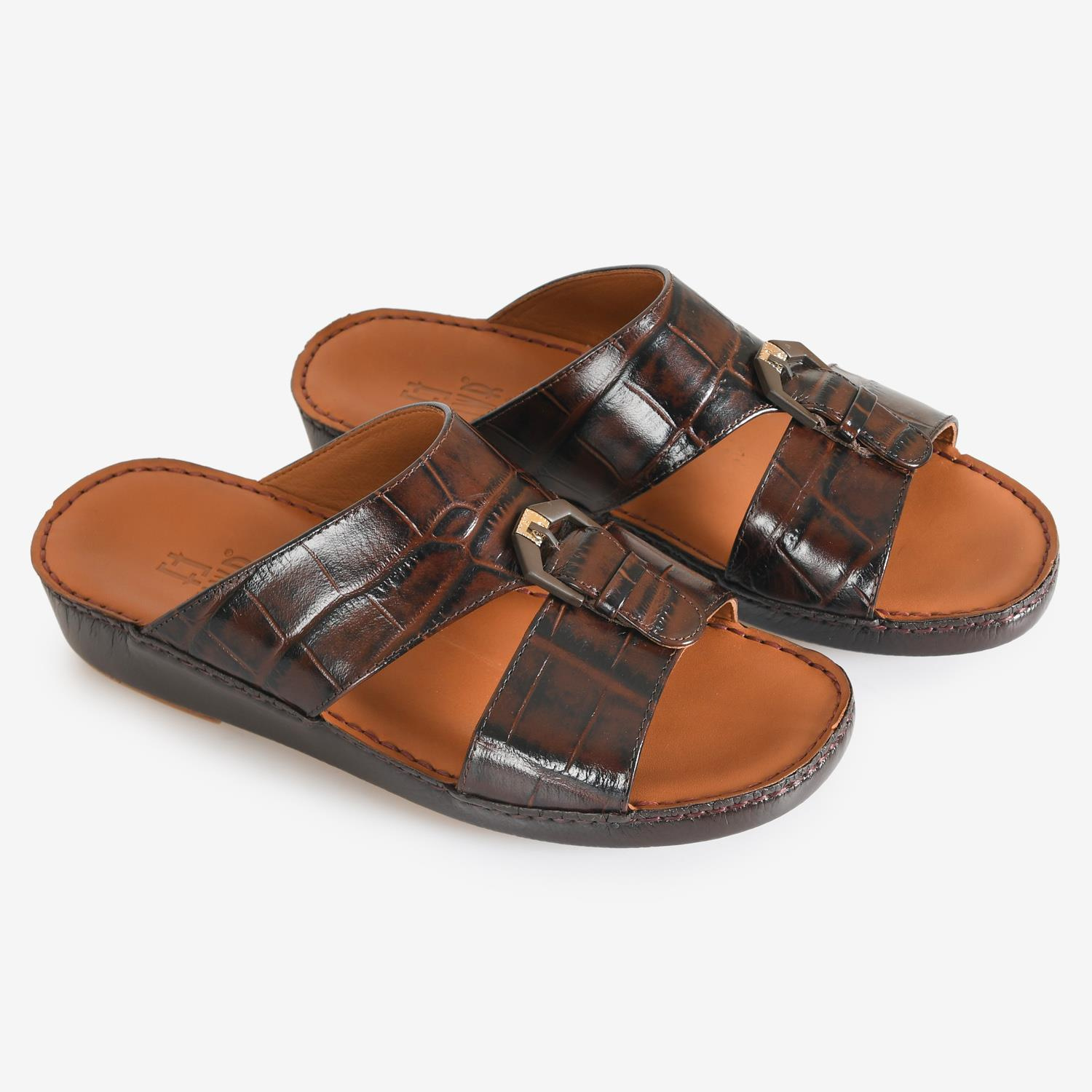 Kahve Kroko Deri Erkek Terlik