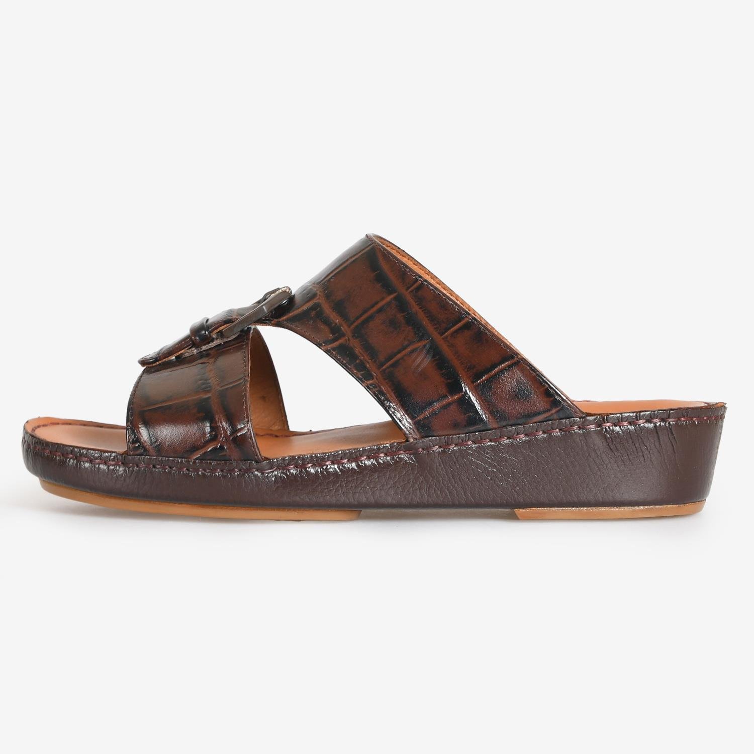 Kahve Kroko Deri Erkek Terlik