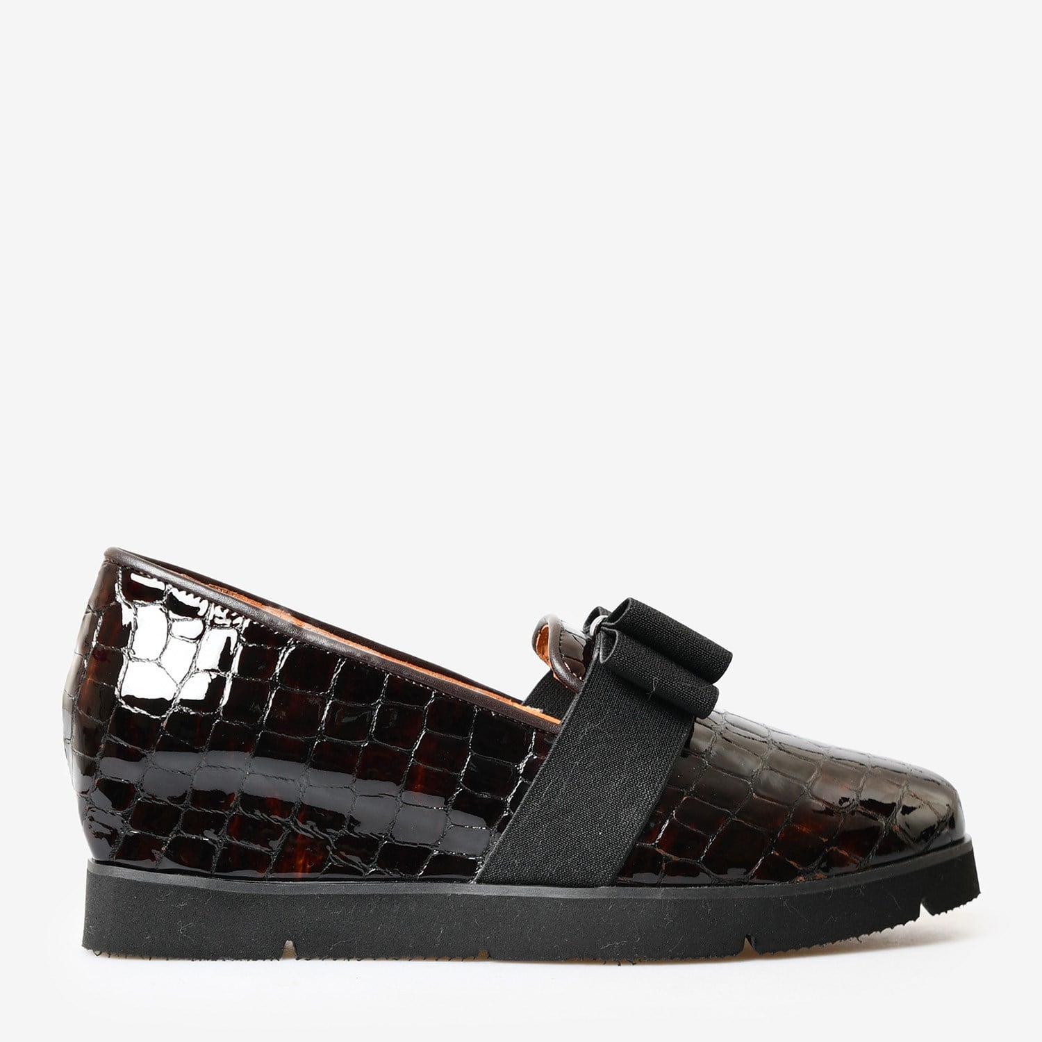 Kahve Kroko Rugan Dolgu Topuk Kadın Loafer
