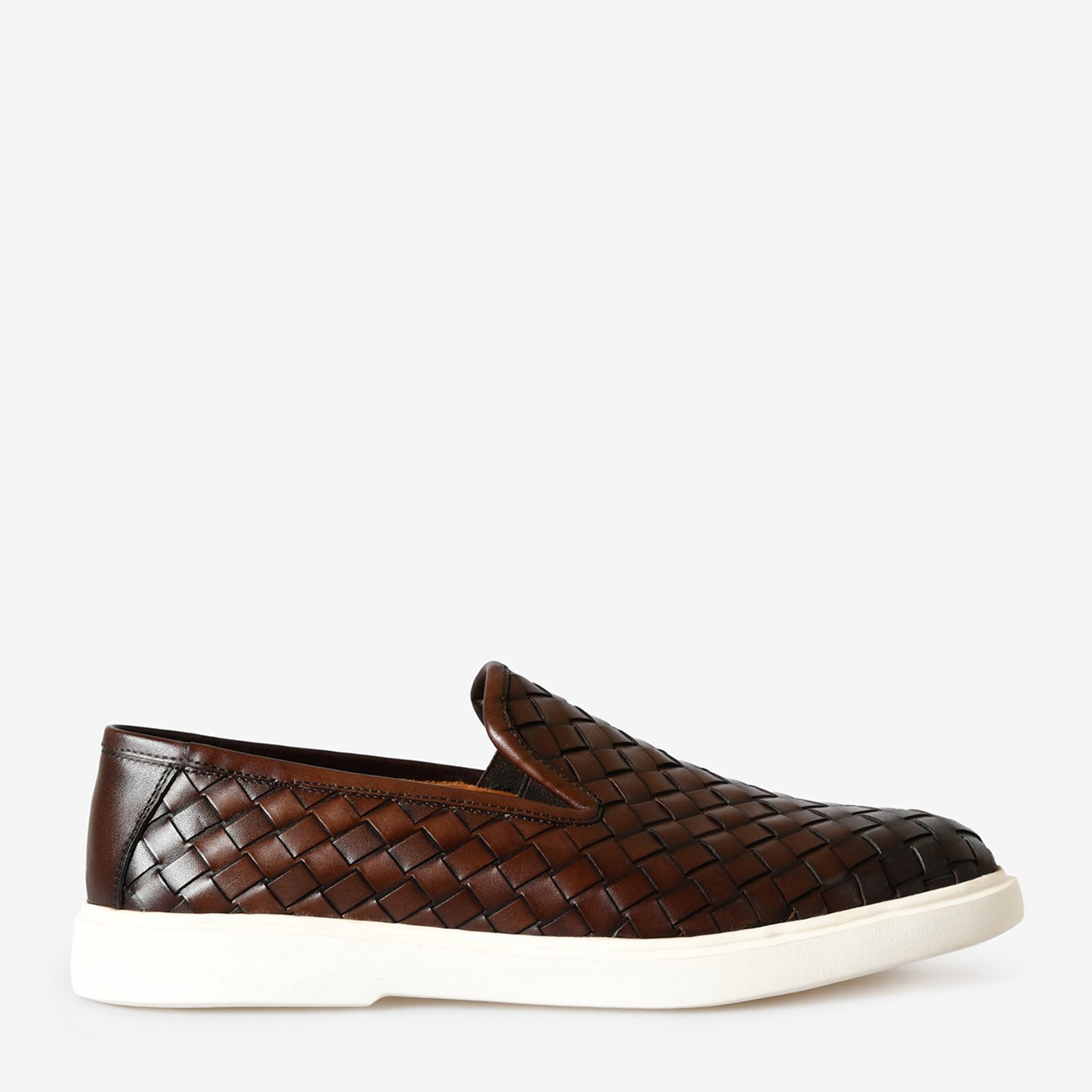 Kahve Örgü Deri Erkek Loafer