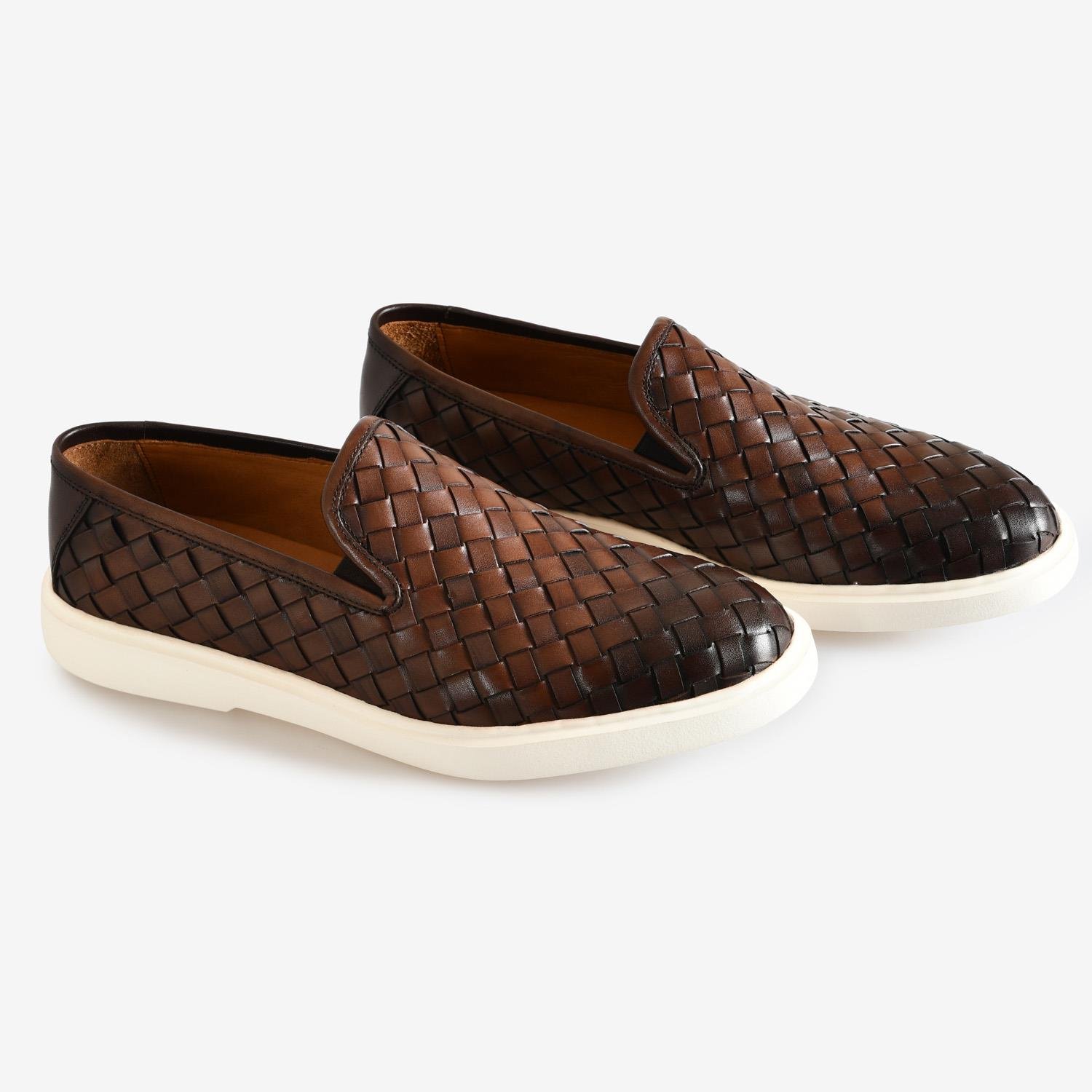 Kahve Örgü Deri Erkek Loafer