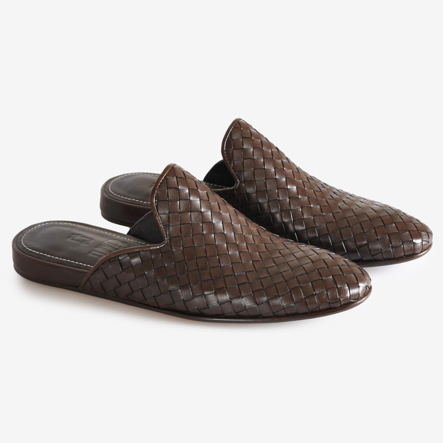 Kahve Örgü Deri Erkek Terlik