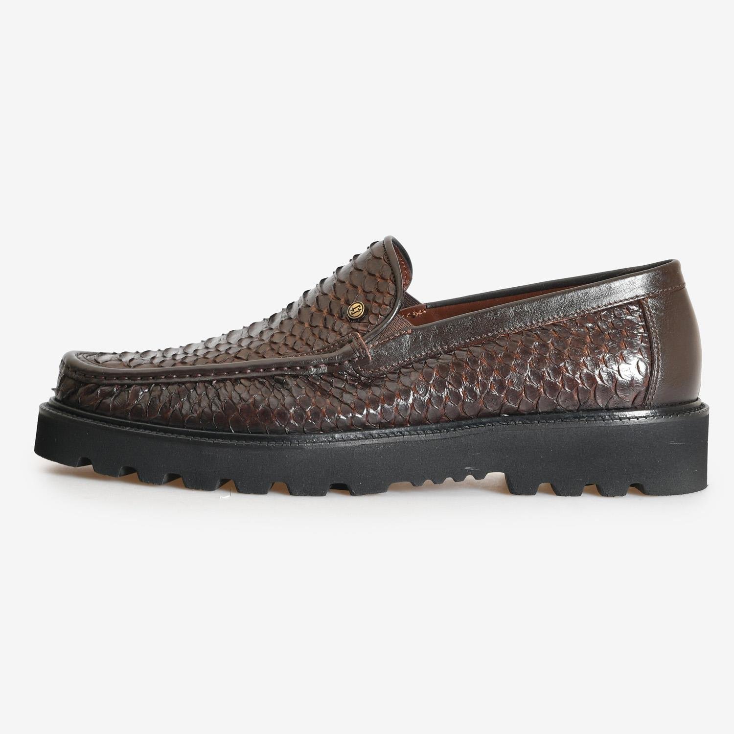 Kahve Piton Deri Erkek Loafer