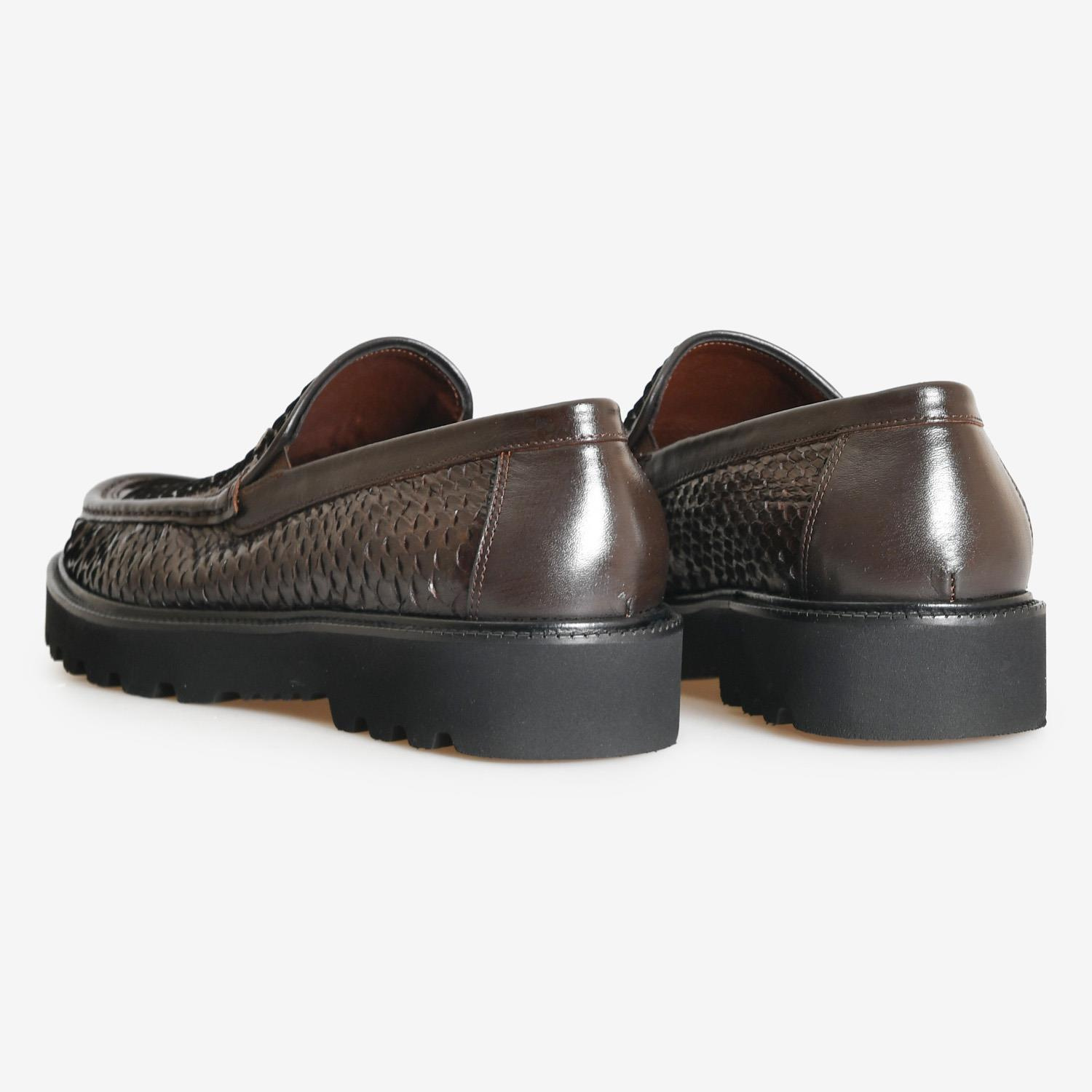 Kahve Piton Deri Erkek Loafer