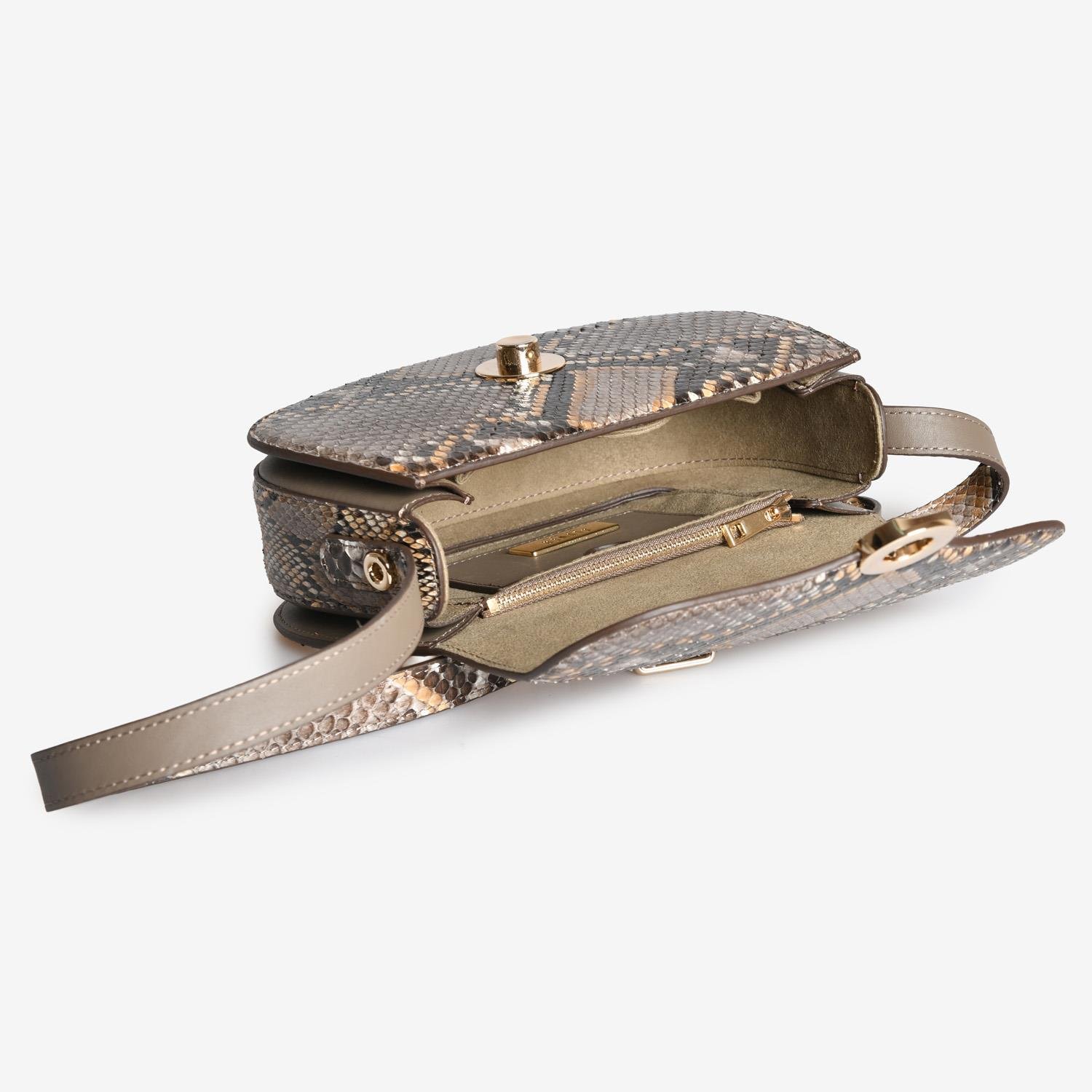 Kahve Piton Deri Kadın Askılı Çanta