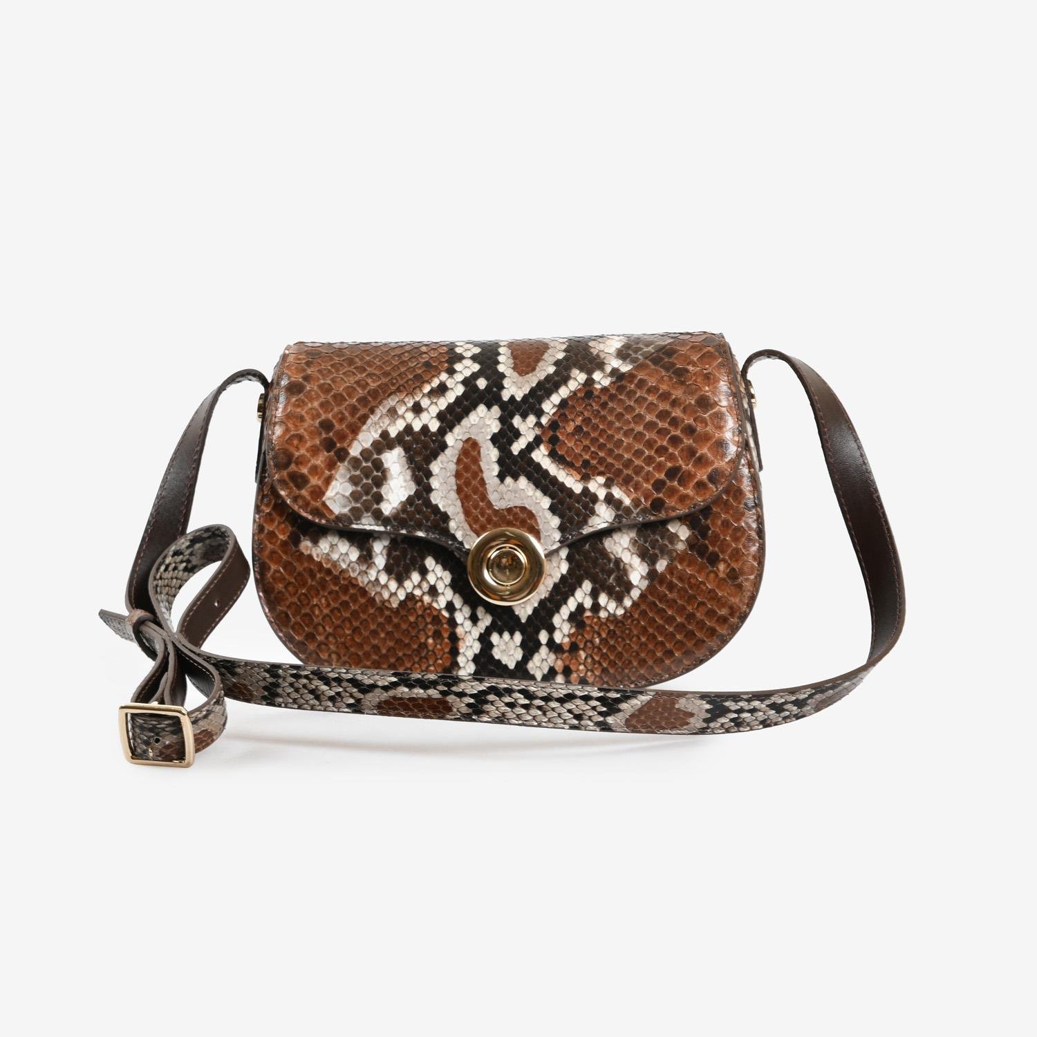 Kahve Piton Deri Kadın Askılı Çanta
