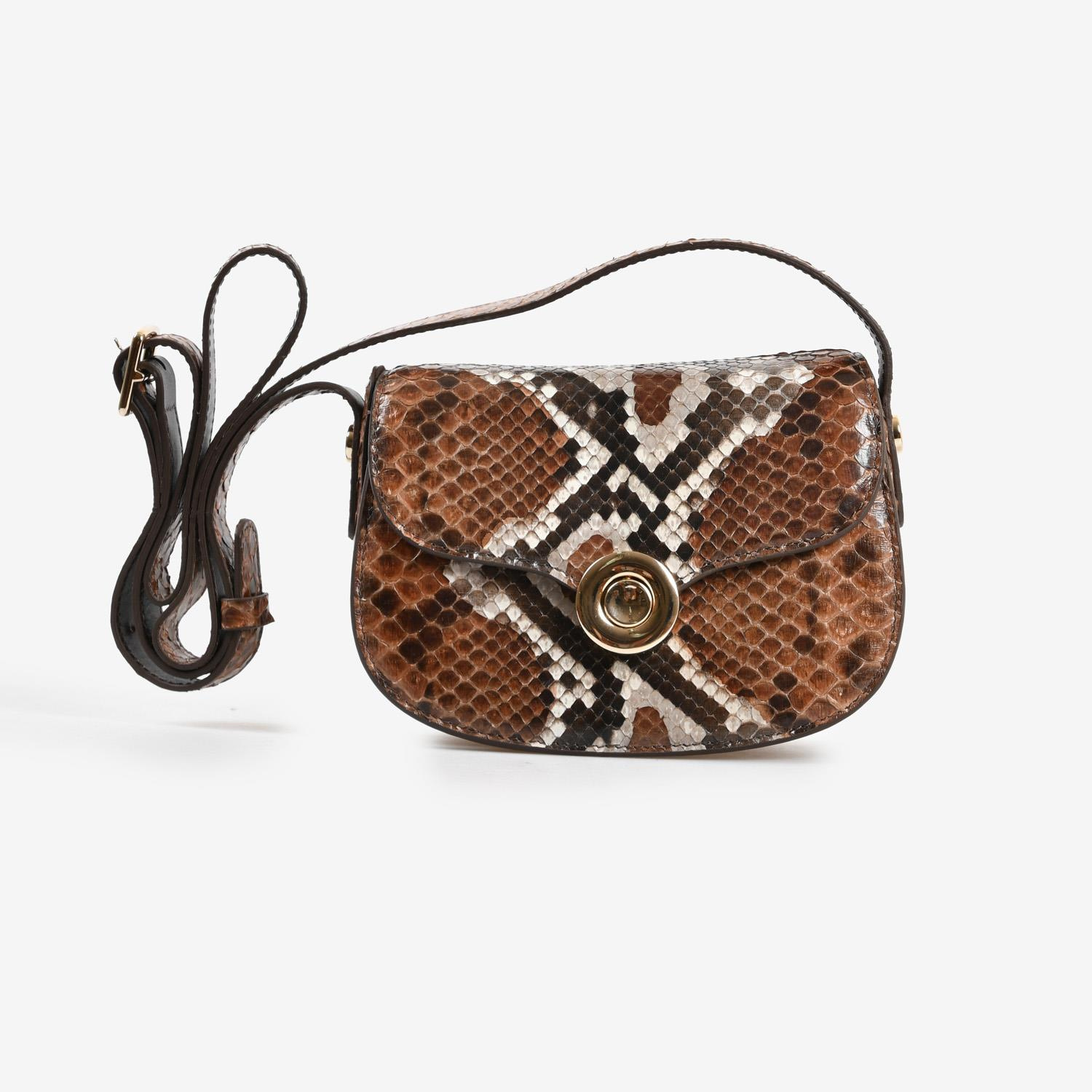 Kahve Piton Deri Kadın Askılı Çanta