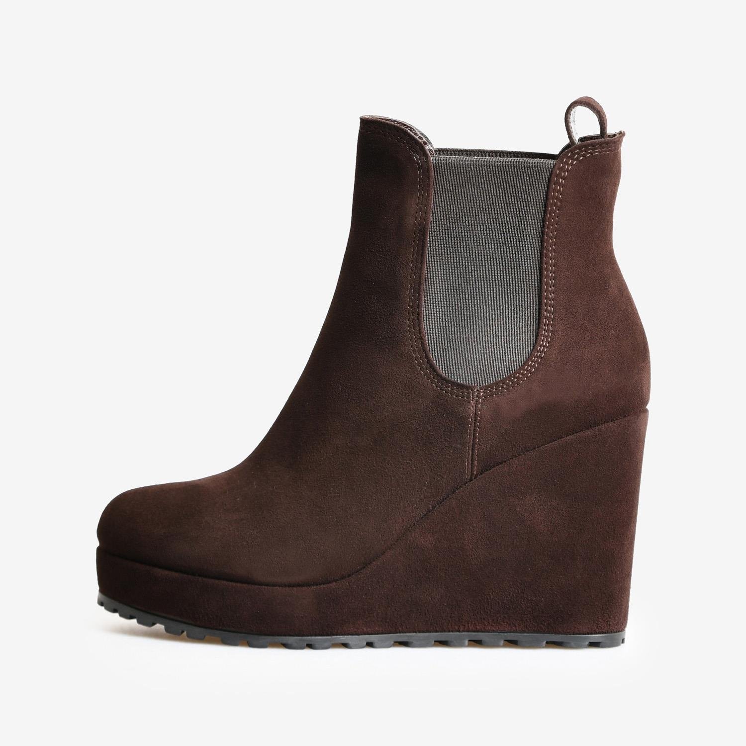 Kahve Süet Dolgu Topuk Kadın Bot