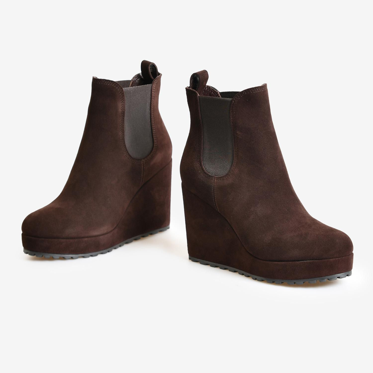 Kahve Süet Dolgu Topuk Kadın Bot