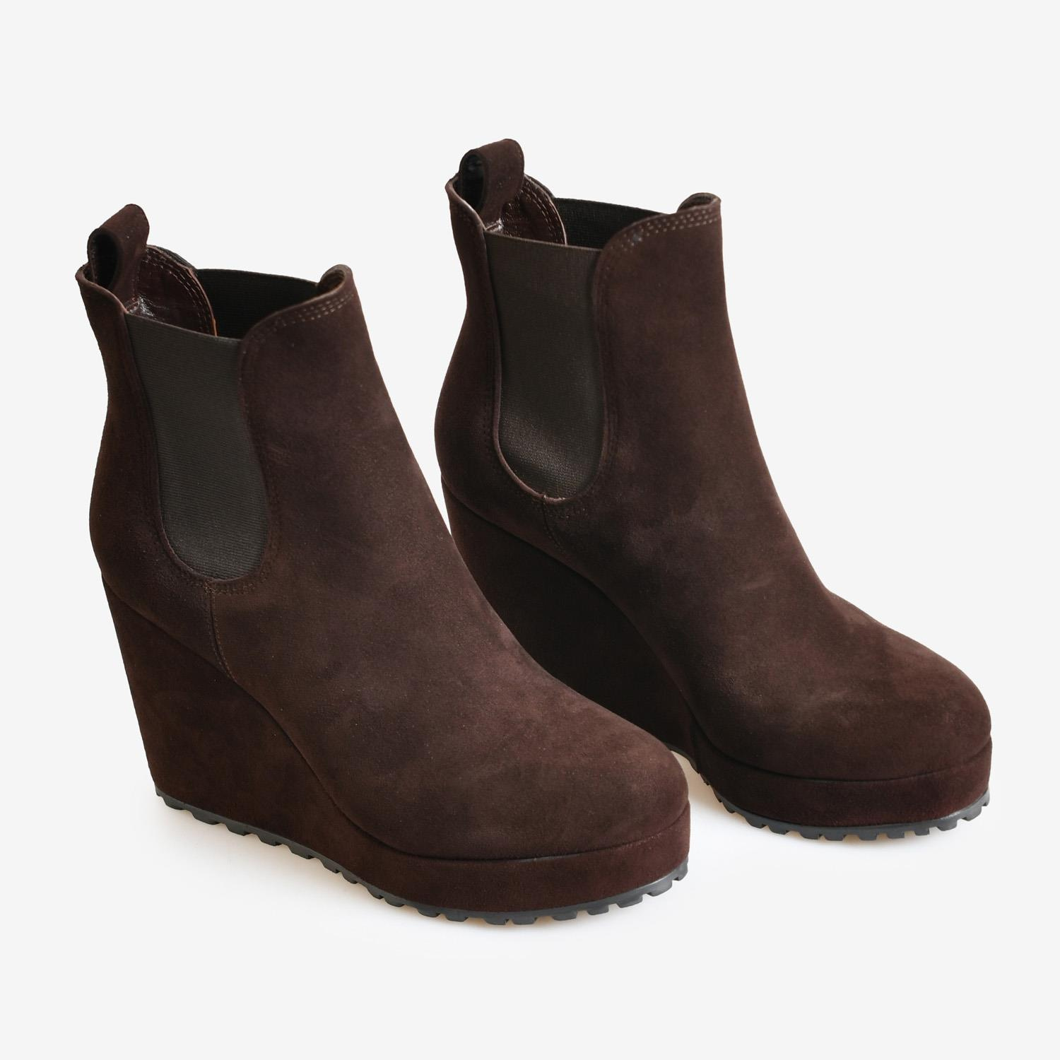 Kahve Süet Dolgu Topuk Kadın Bot