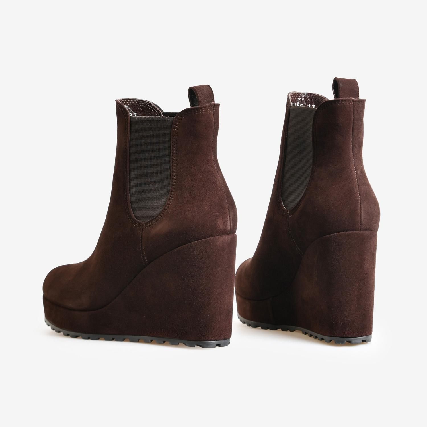 Kahve Süet Dolgu Topuk Kadın Bot