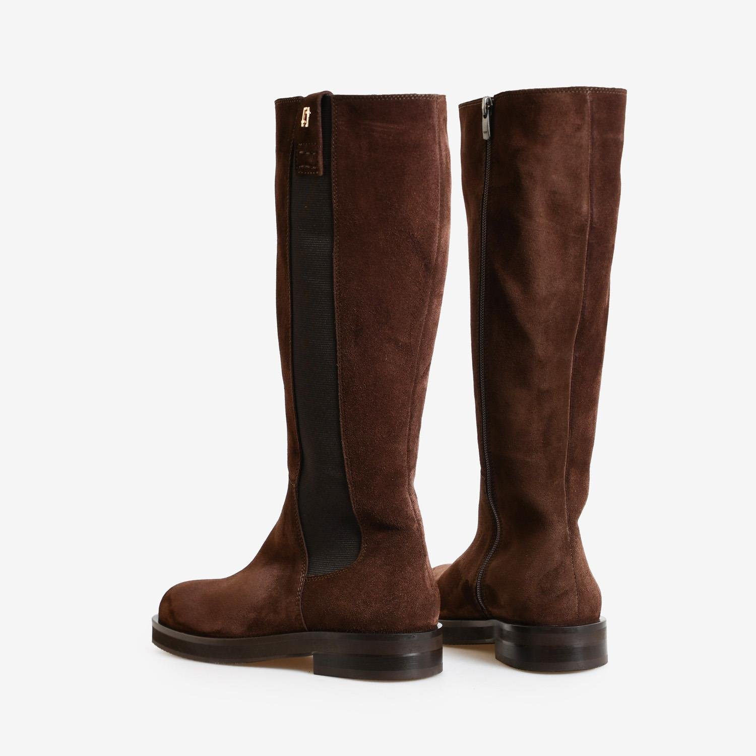 Kahve Süet Düz Kadın Çizme