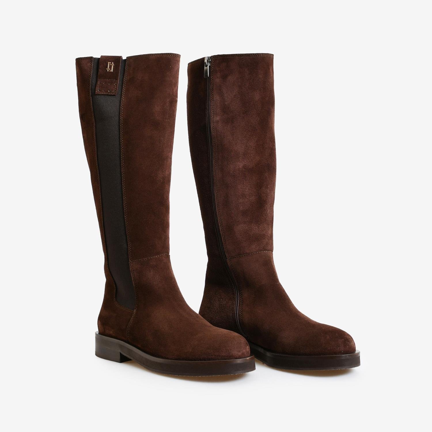 Kahve Süet Düz Kadın Çizme