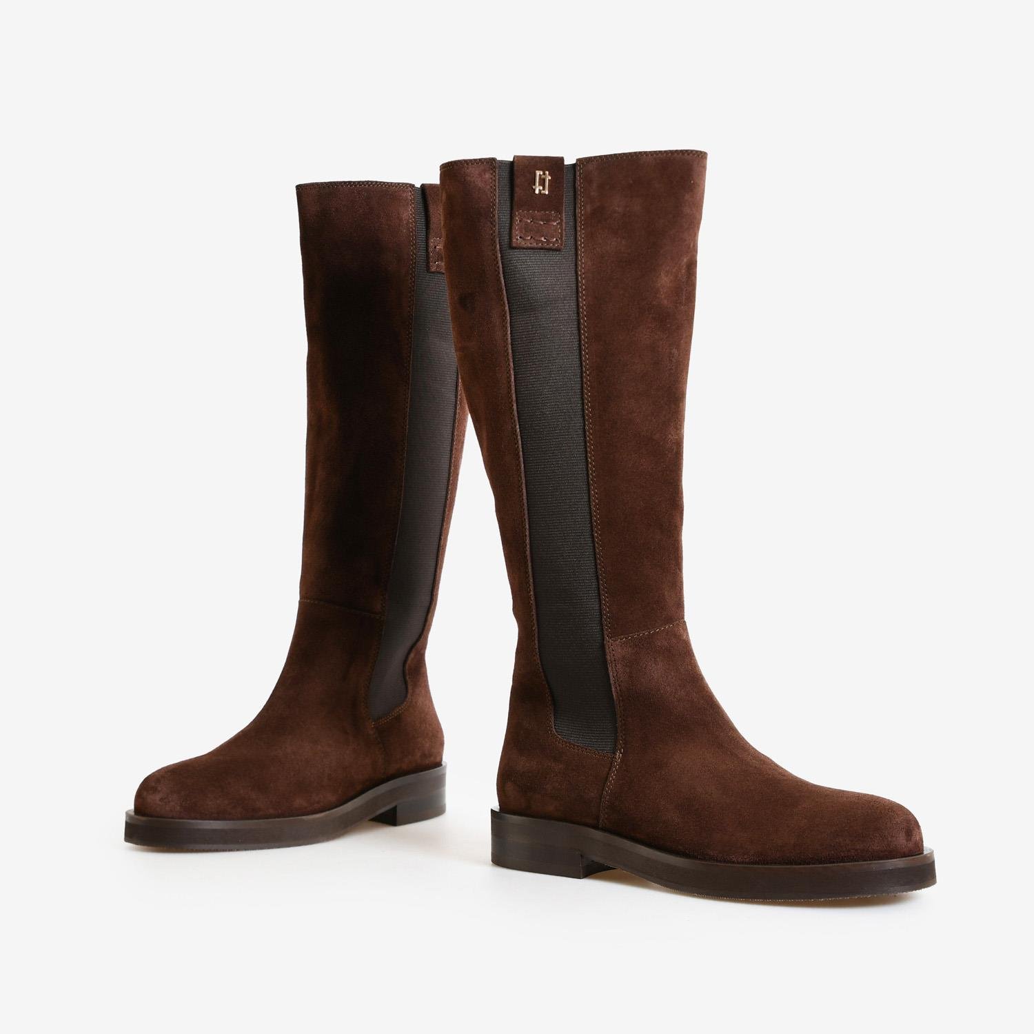 Kahve Süet Düz Kadın Çizme