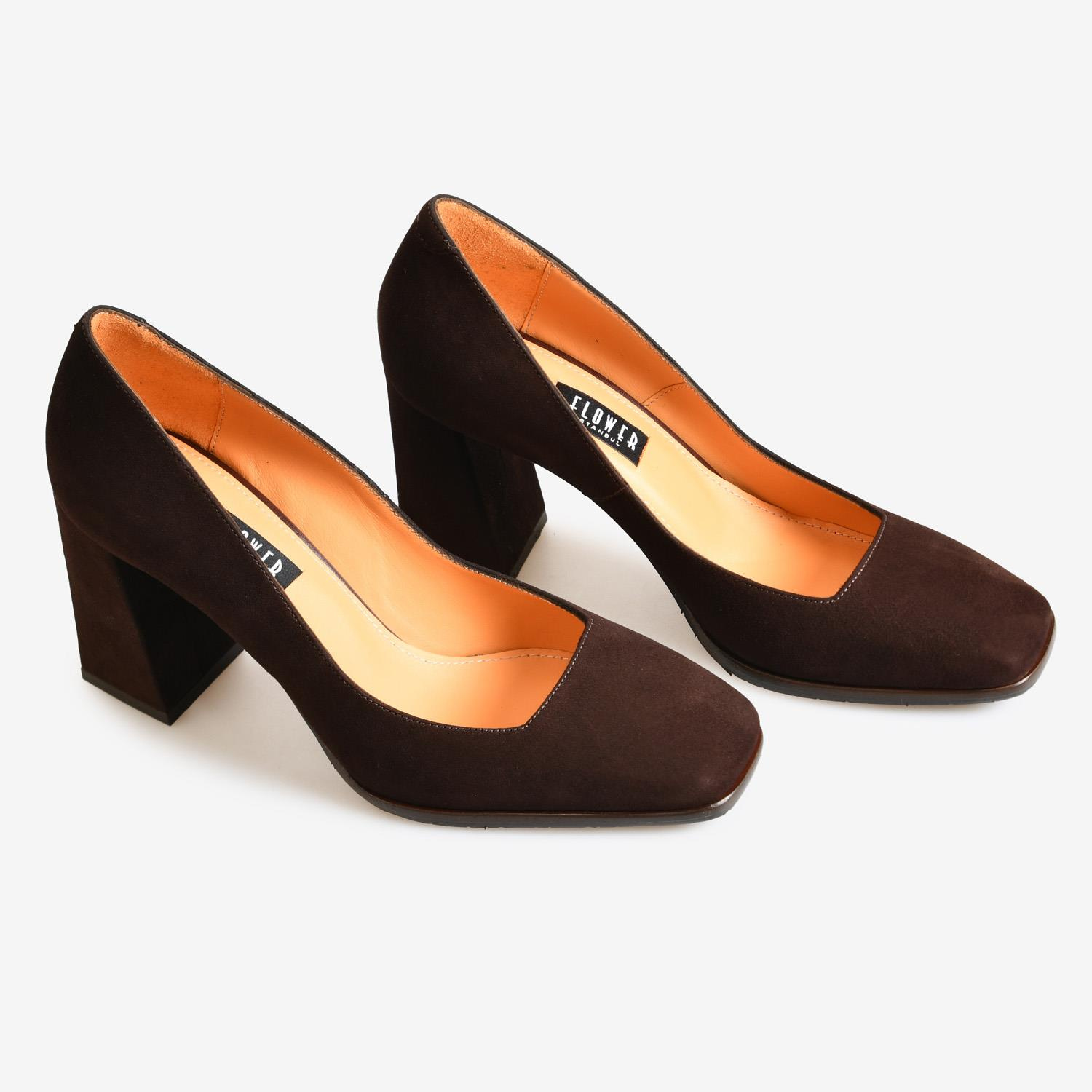 Kahve Süet Kadın Abiye Ayakkabı