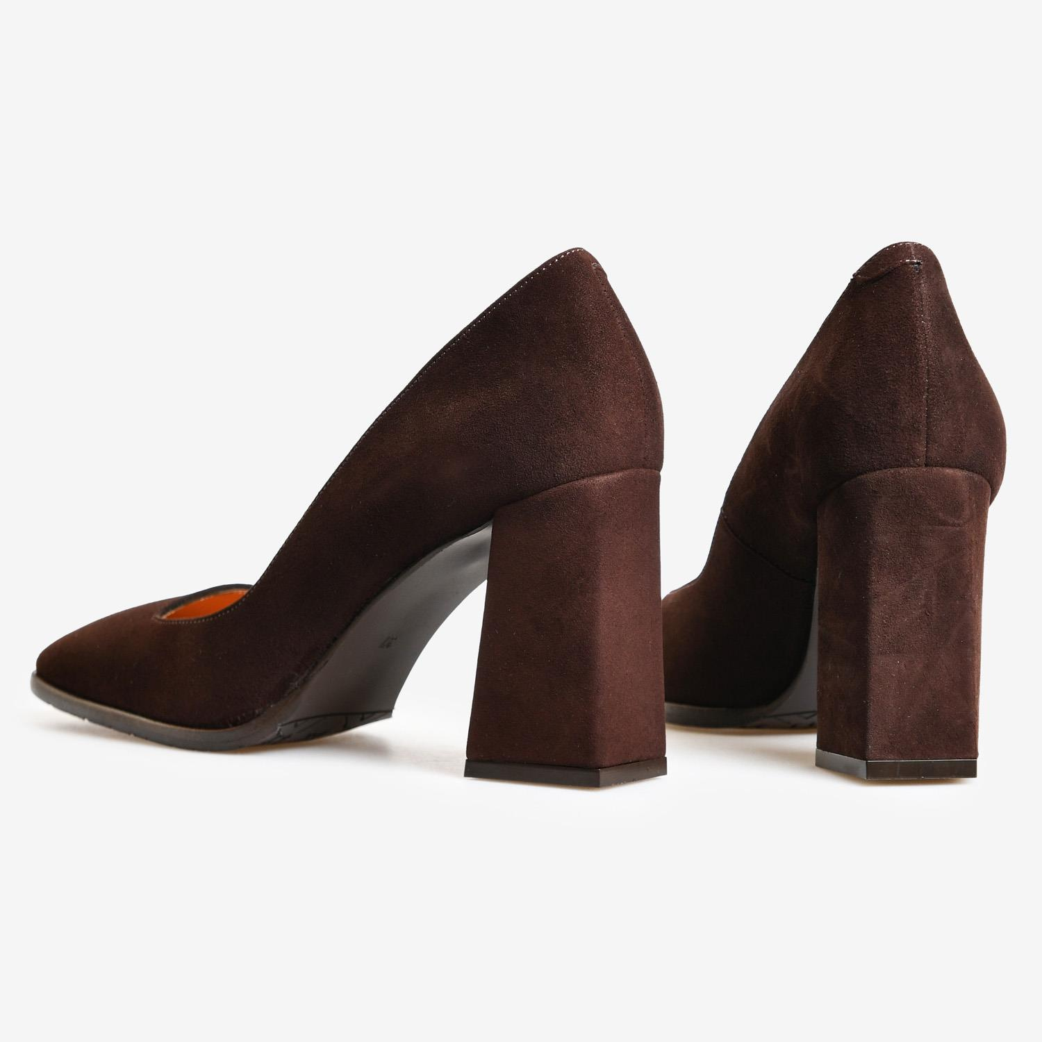 Kahve Süet Kadın Abiye Ayakkabı