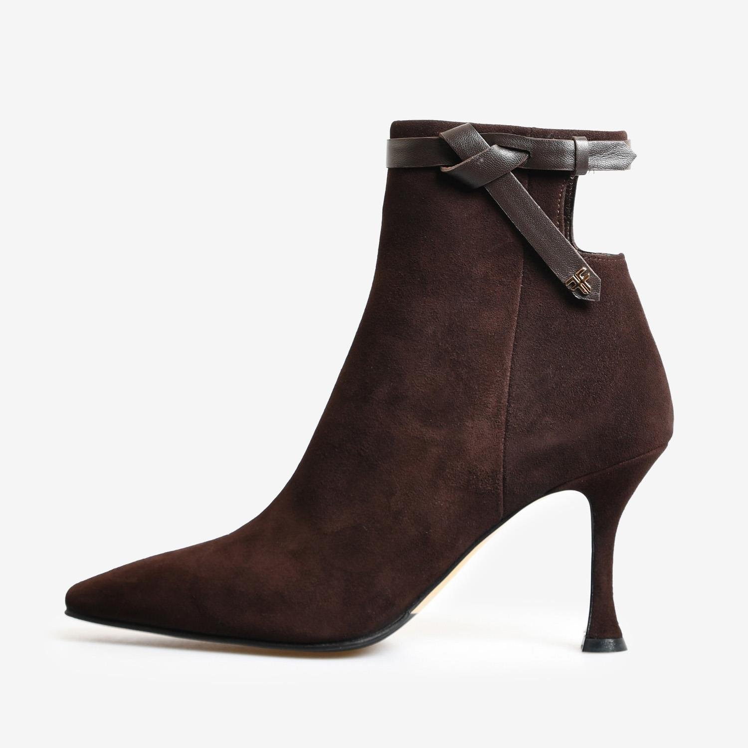 Kahve Süet Kadın Abiye Bot