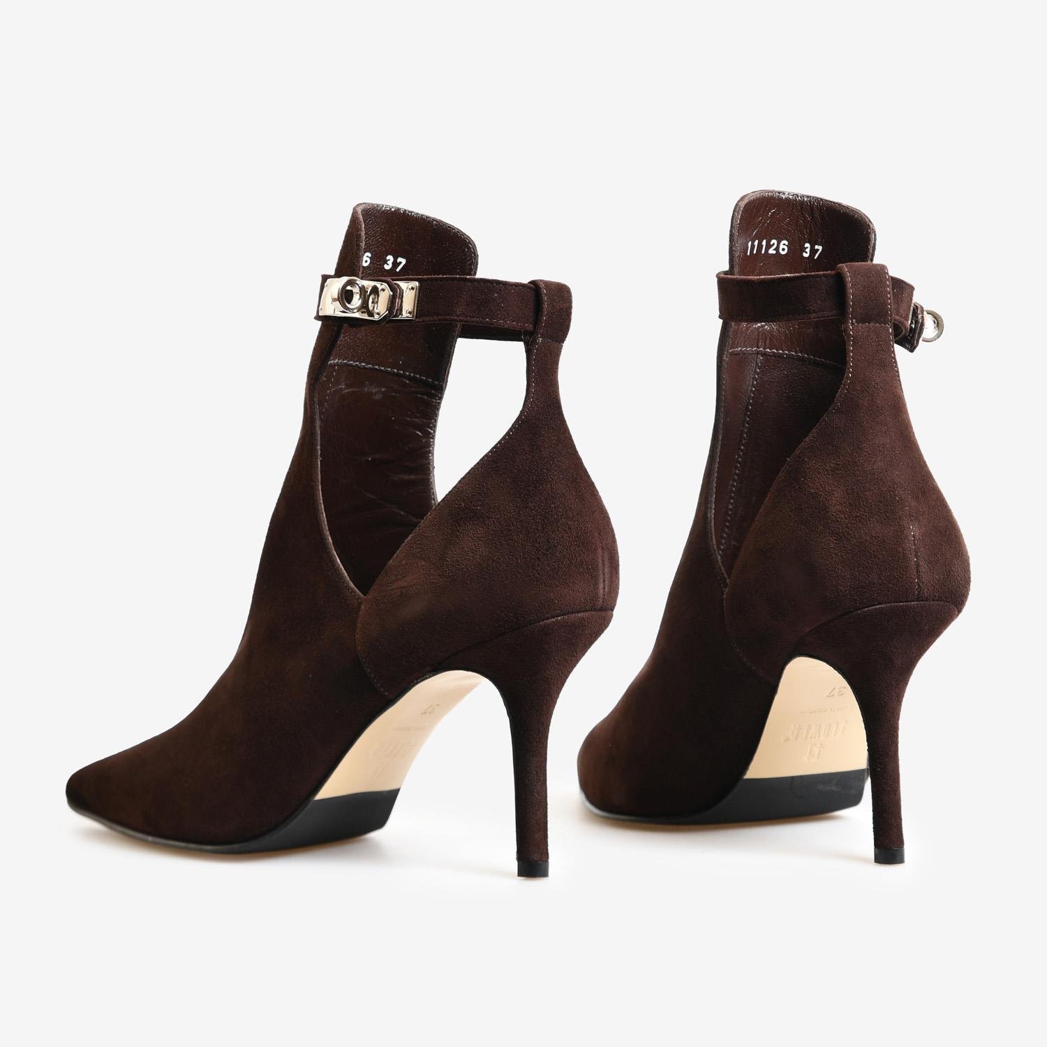 Kahve Süet Kadın Abiye Bot