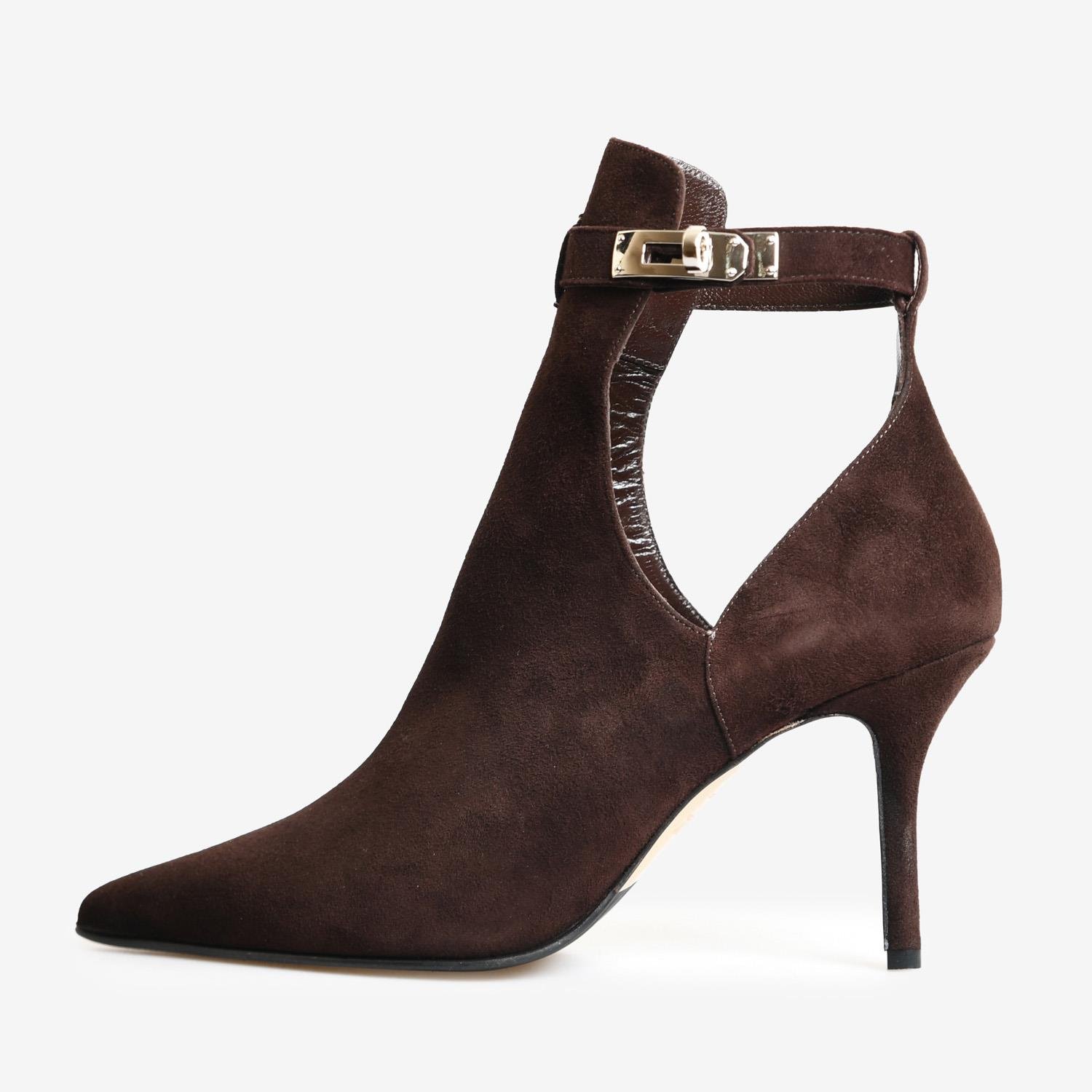 Kahve Süet Kadın Abiye Bot