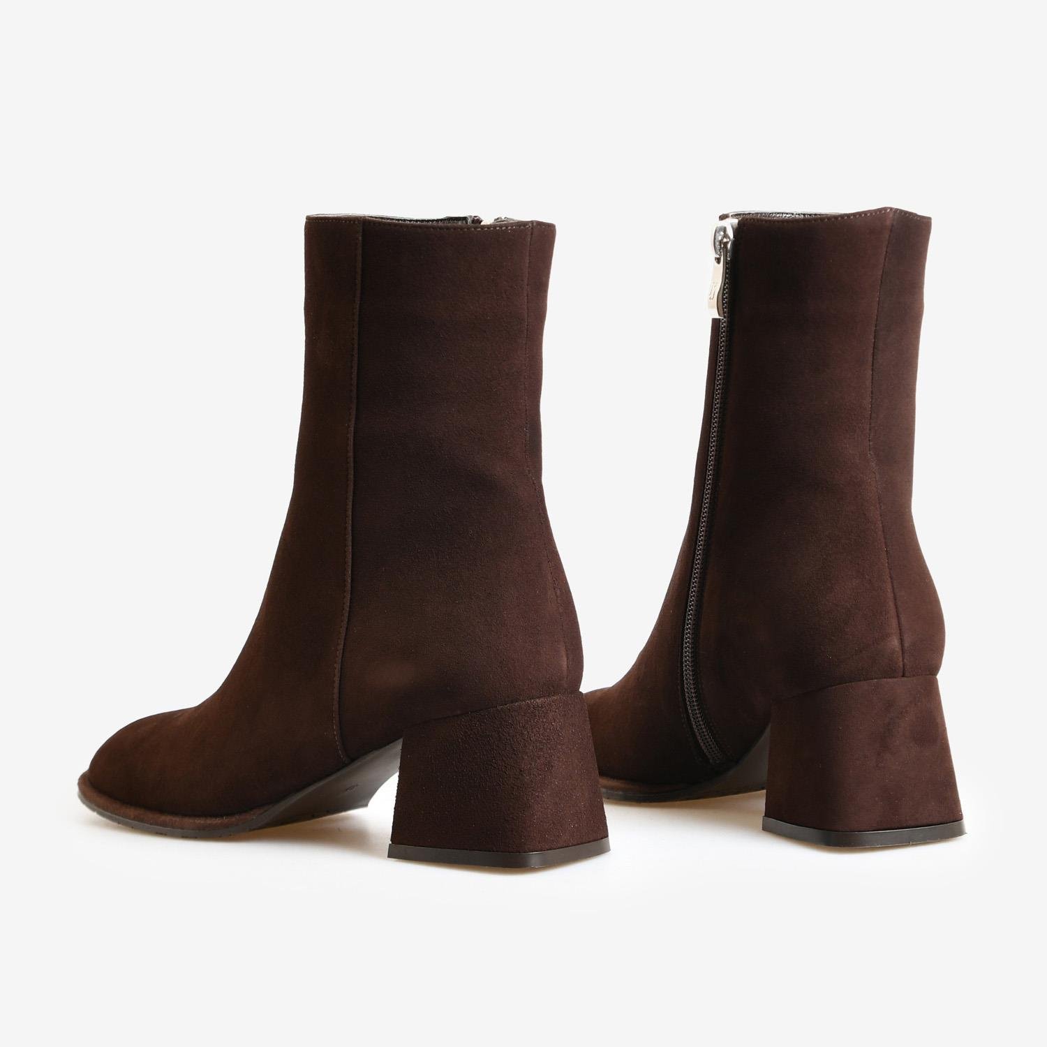 Kahve Süet Kadın Abiye Bot