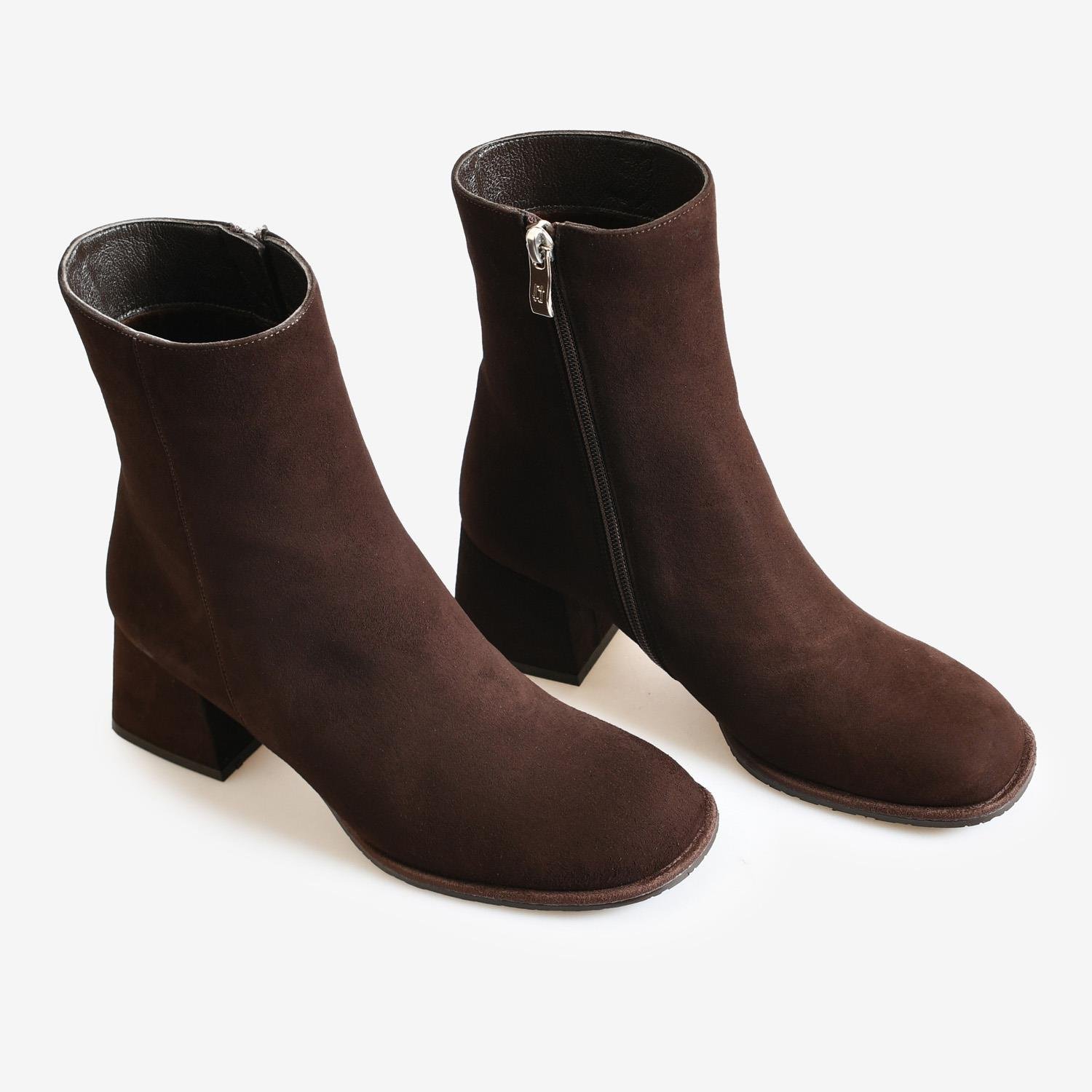 Kahve Süet Kadın Abiye Bot