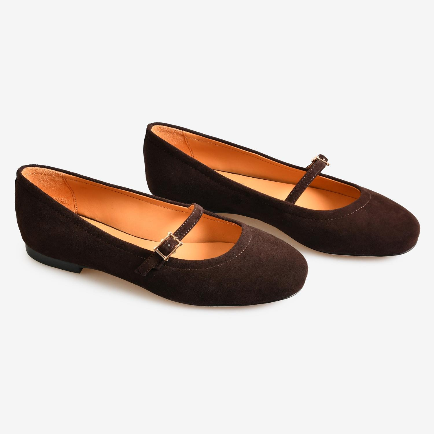 Kahve Süet Kadın Babet