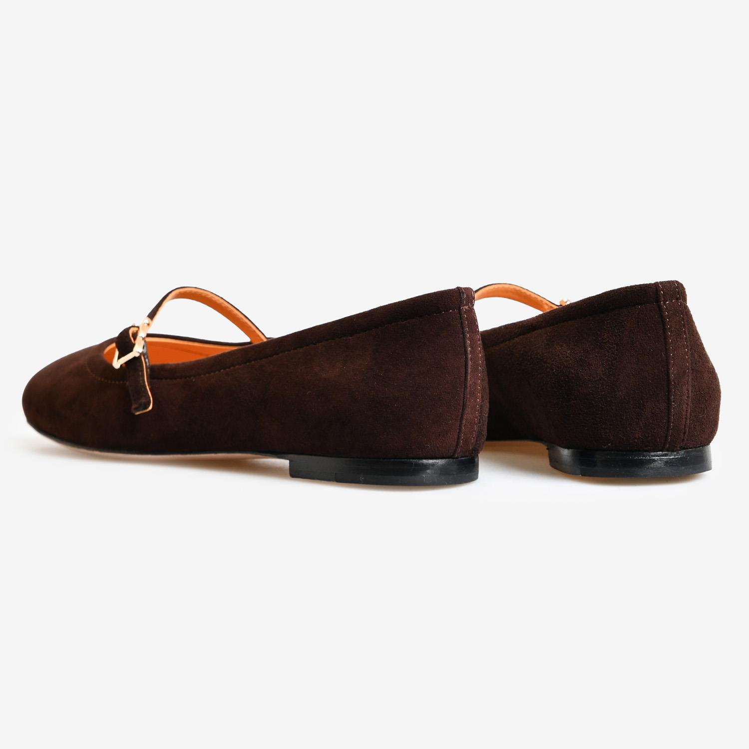 Kahve Süet Kadın Babet