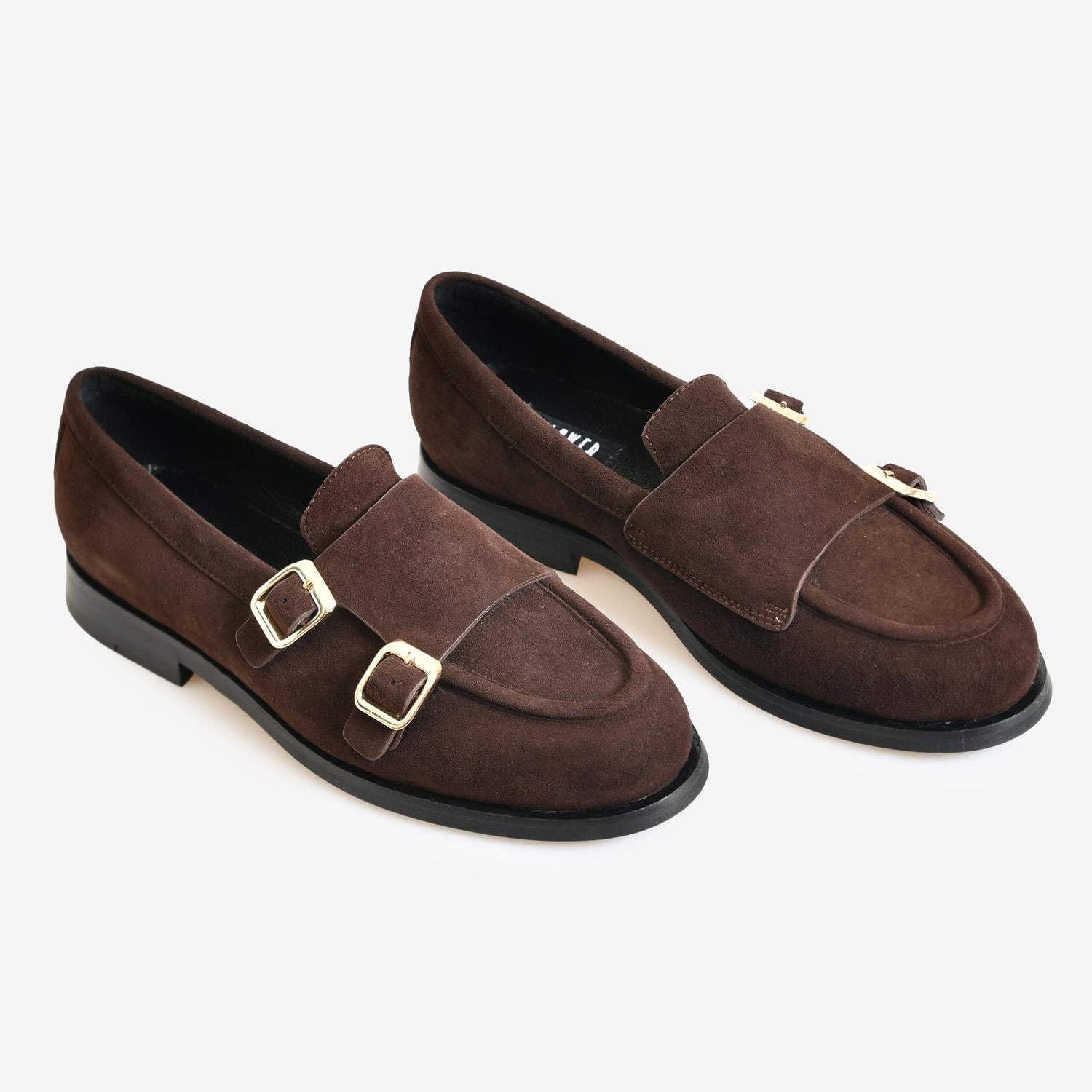 Kahve Süet Kemer Detaylı Kadın Loafer