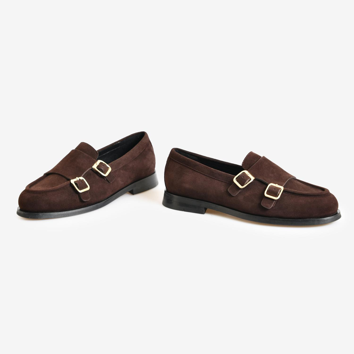 Kahve Süet Kemer Detaylı Kadın Loafer