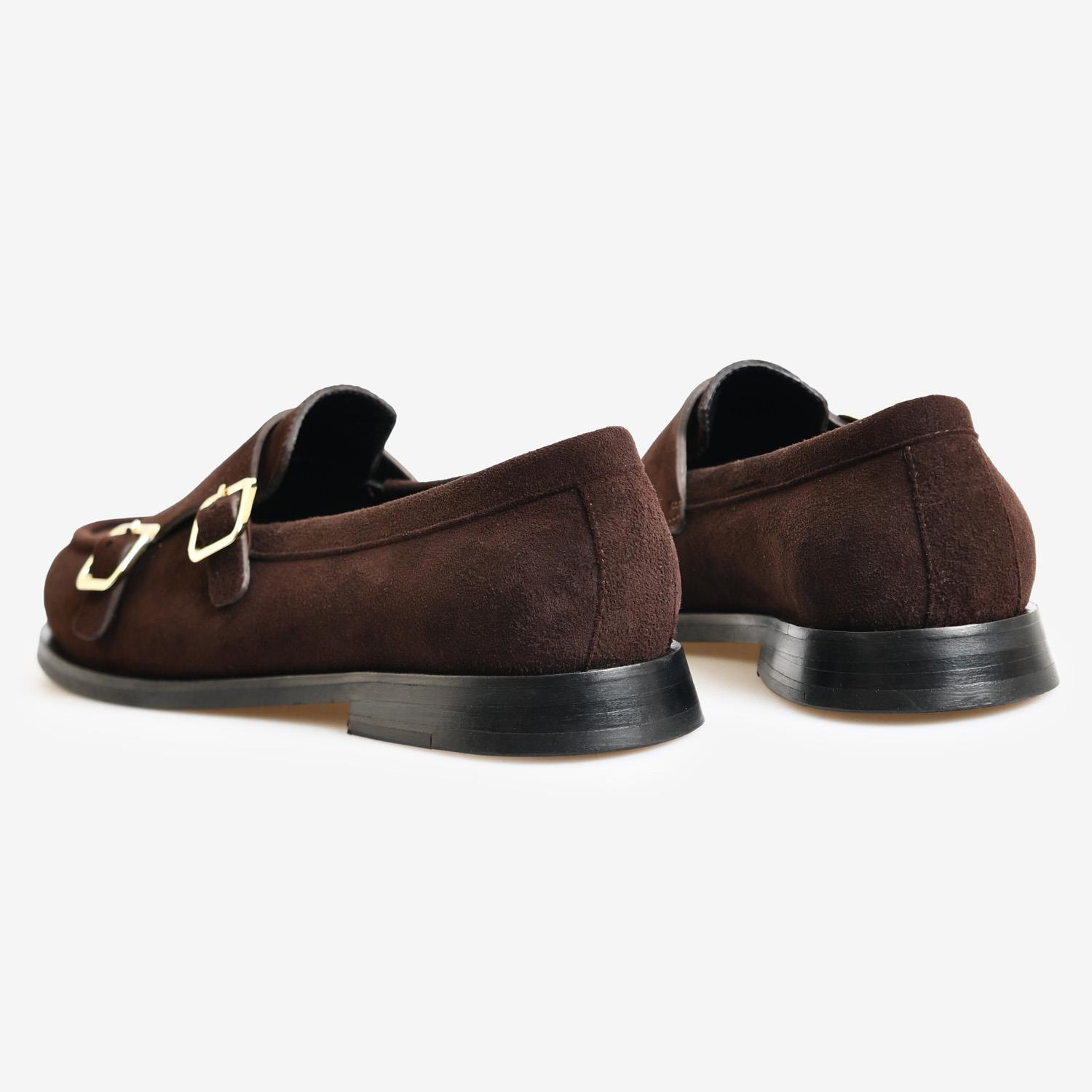 Kahve Süet Kemer Detaylı Kadın Loafer