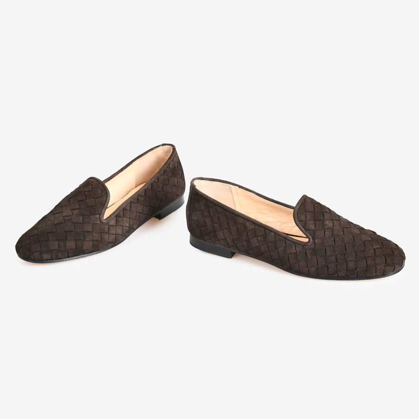 Kahve Süet Örgü Detaylı Loafer