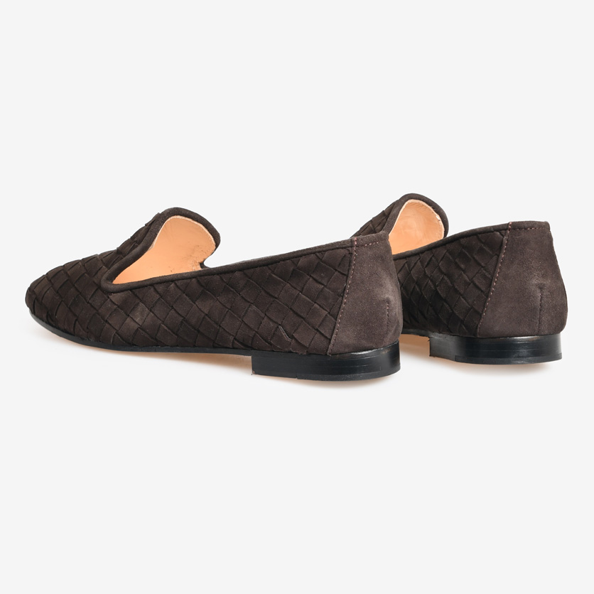 Kahve Süet Örgü Detaylı Loafer