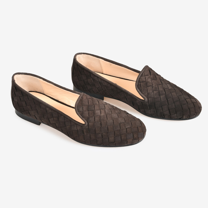 Kahve Süet Örgü Detaylı Loafer