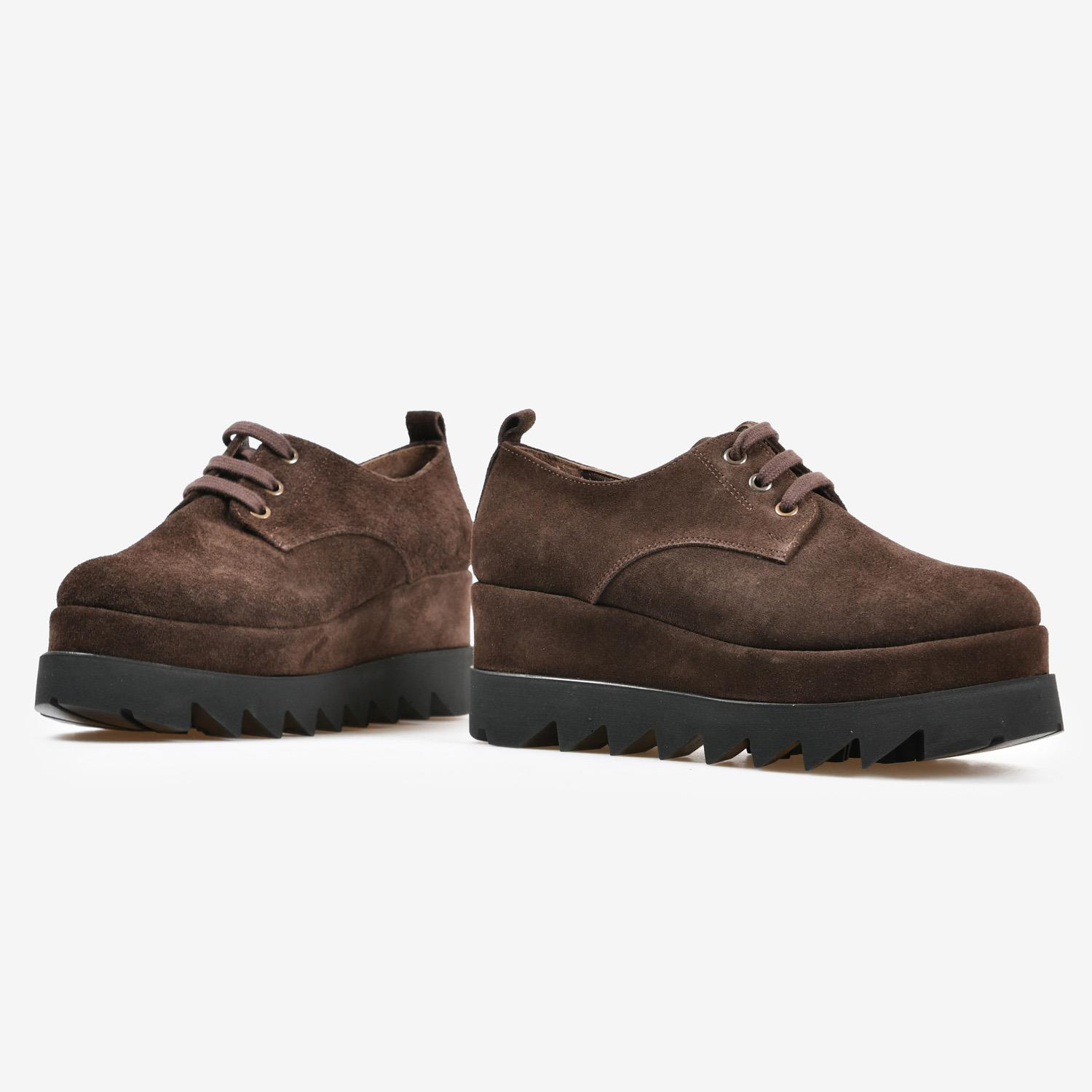 Kahve Süet Platform Taban Kadın Loafer