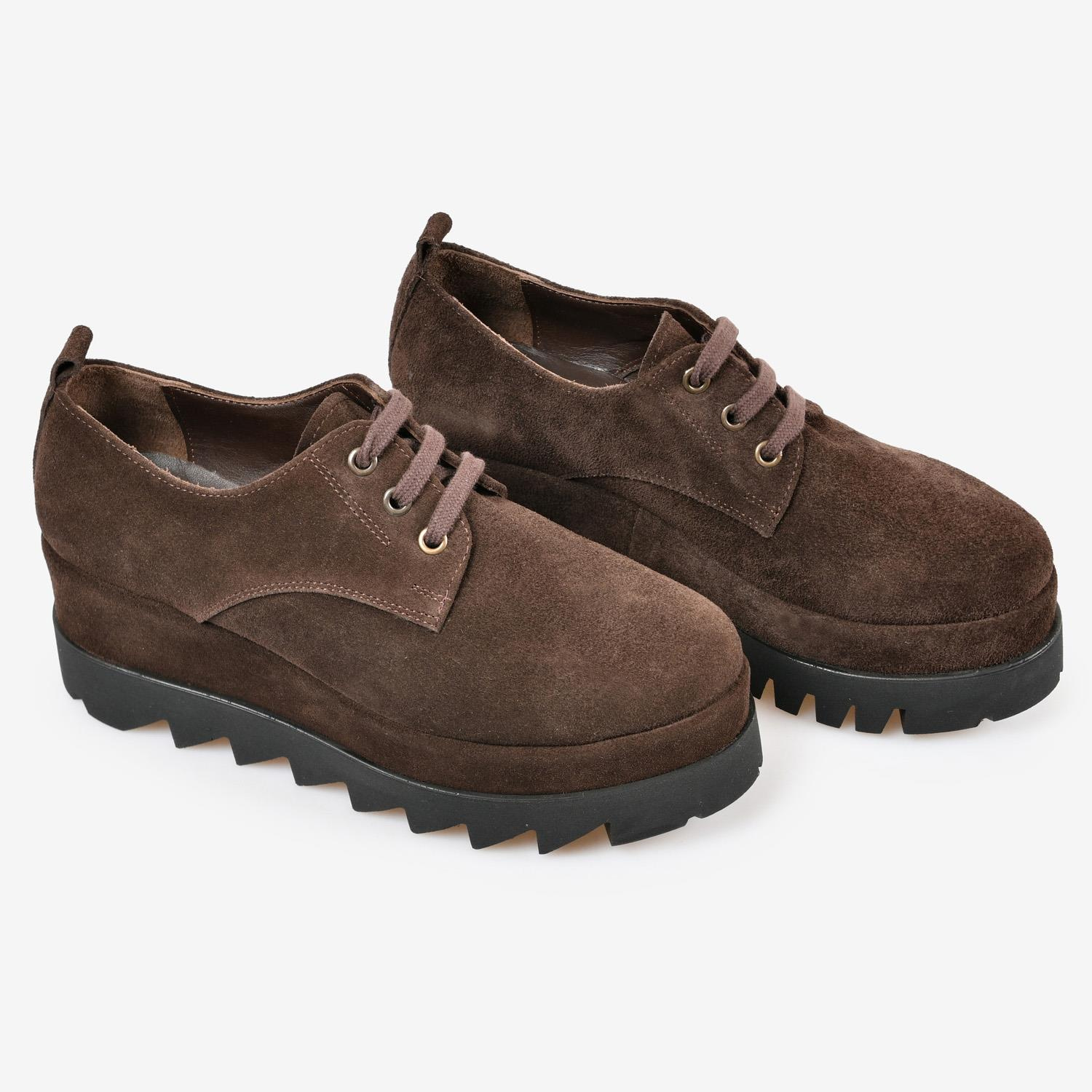Kahve Süet Platform Taban Kadın Loafer