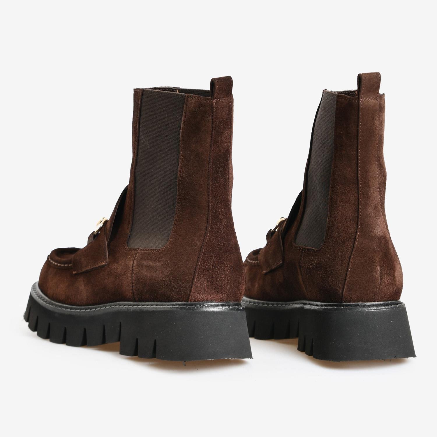 Kahve Süet Toka Detaylı Kadın Bot